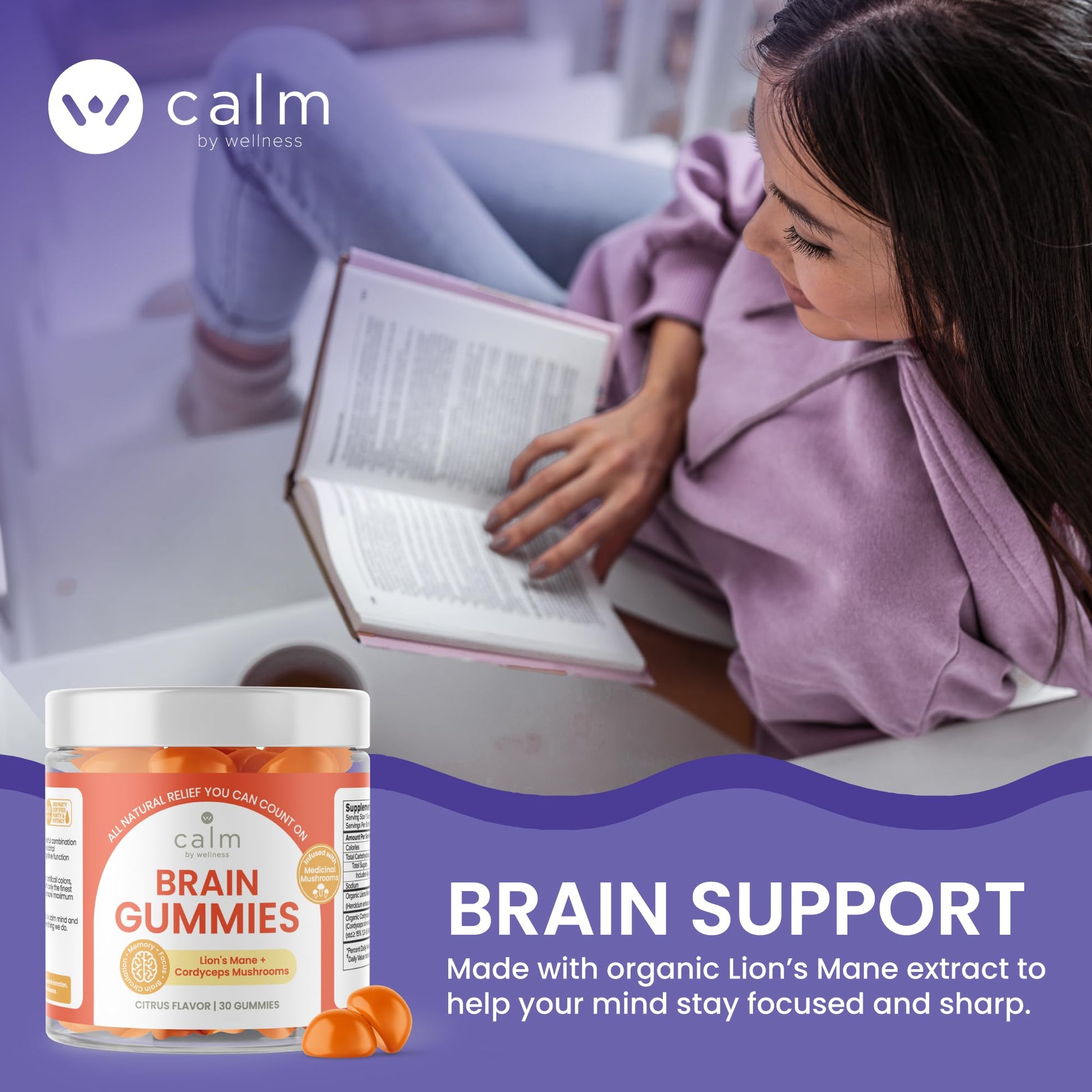 Calm by Wellness Lion’s Mane Gummies for Adults – Vegan Mushroom Gummies with Lion’s Mane & Cordyceps for Brain Support, Memory & Focus, Immune Boost – Citrus Flavor, 30 Count Calm by Wellness uk supplements