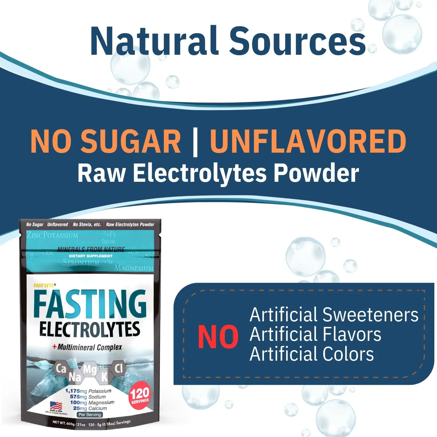Fast Lyte Fasting Electrolyte Supplement Powder | No Sugar Unflavored Raw Electrolytes | 25% RDI Magnesium and Potassium with Trace Minerals | Carnivore & Keto Friendly FAST LYTE uk supplements