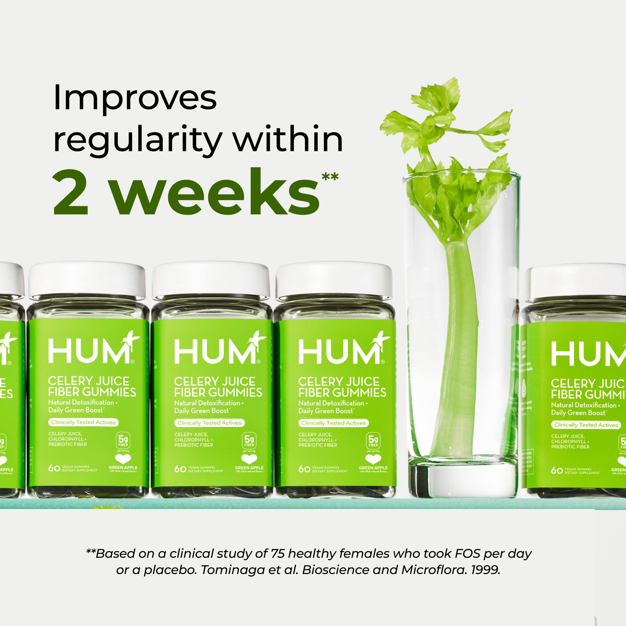 HUM Celery Juice Fiber Gummies for Adults, First Prebiotic Celery Juice Gummy, Gluten Free Fiber Supplement Supports Detoxification, Gut Health, Greens Gummies, Chlorophyll & Prebiotic Fiber, 60 Count HUM uk supplements