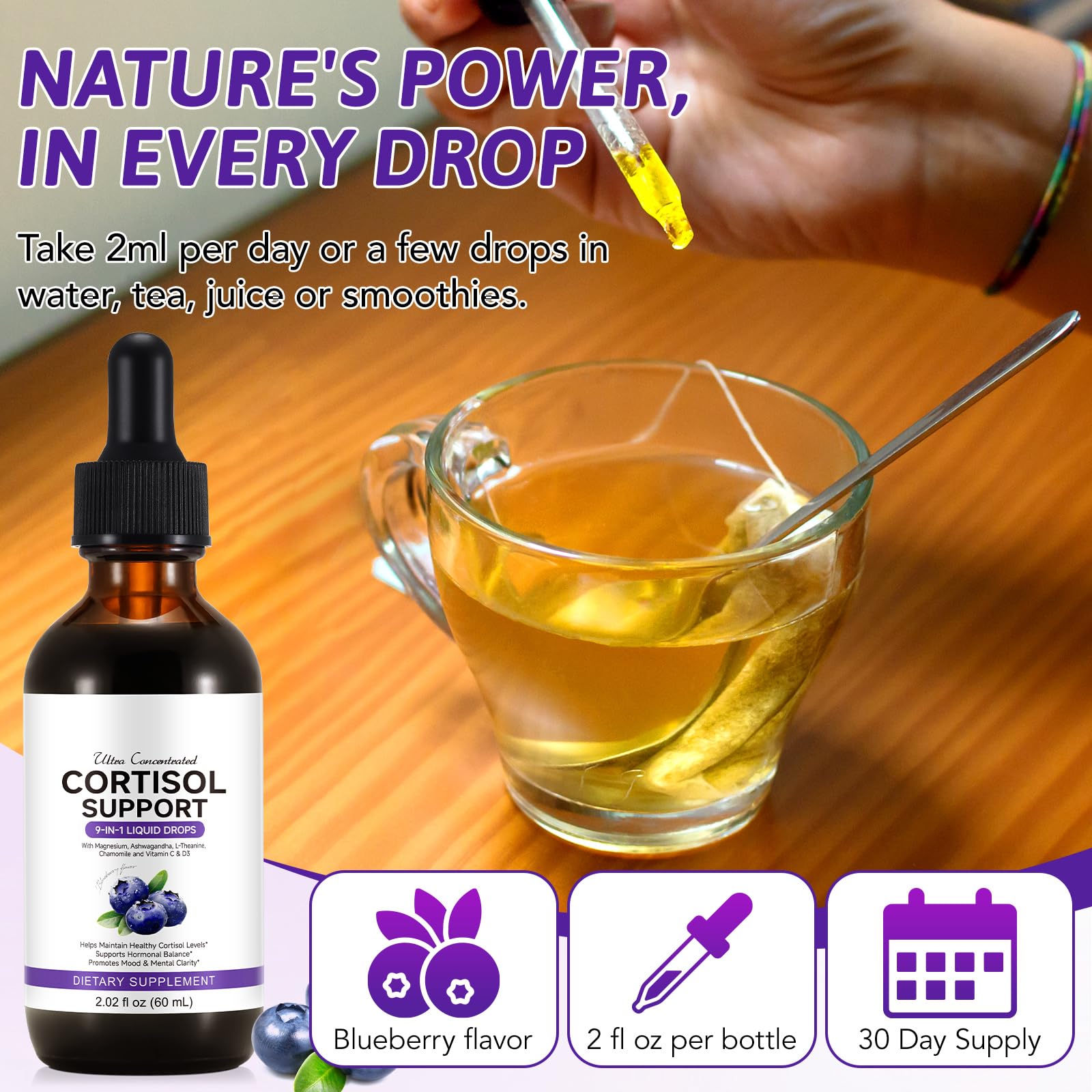 ZIXBMHYJ Cortisol Supplement for Women, Cortisol Support Liquid Drops with Ashwagandha, Magnesium & L-Theanine - Supports Stress Relief, Mood & Relaxation - 2.02 fl oz ZIXBMHYJ uk supplements