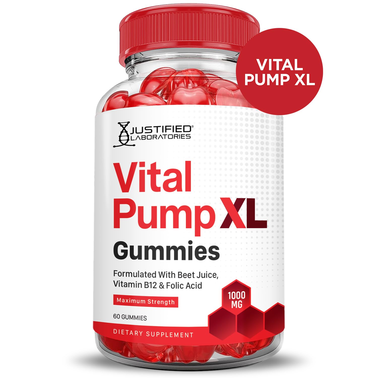 Justified Laboratories (5 Pack) Vital Pump XL Performance Gummies 1000MG Advanced Formula Vital PumpXL Formulated with Beet Juice ACV Pomegranate Beet Powder B12 Vegan Non GMO 300 Gummys Justified Laboratories uk supplements