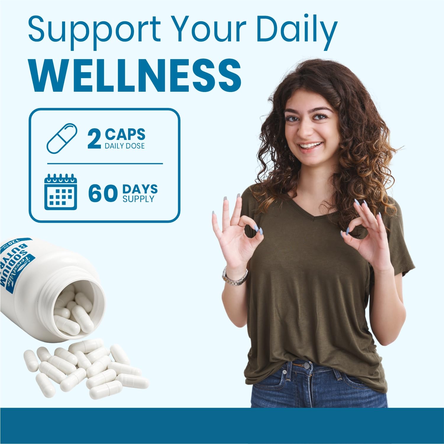 ForestVibe Sodium Butyrate Supplement 1200mg, Yielding 960mg Butyric Acid, 120 Vegan Capsules, 2 Month Supply, Non-GMO & Gluten Free Postbiotic Supplement ForestVibe uk supplements