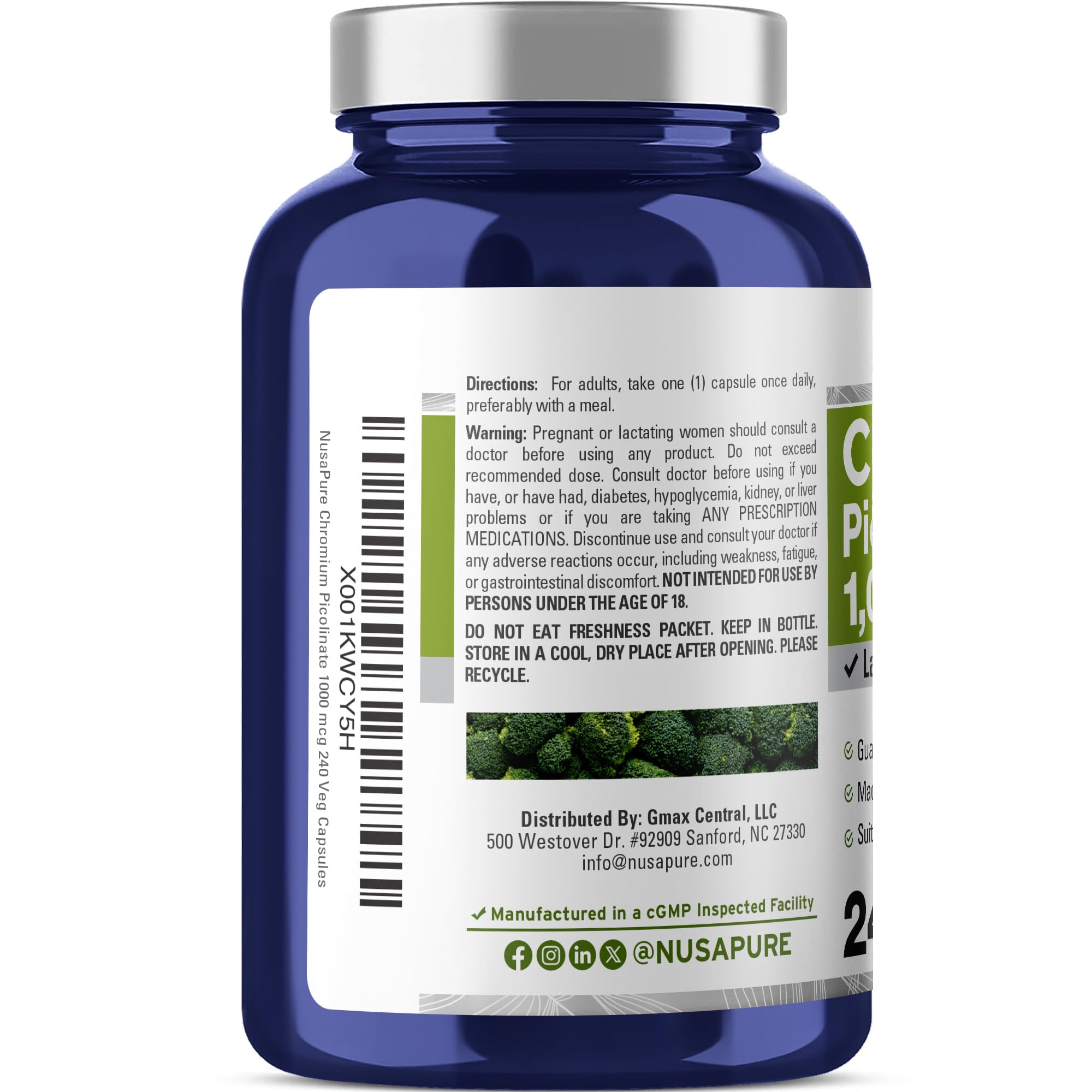 NusaPure Chromium Picolinate 1000mcg 240 Veggie Capsules (Non-GMO, Vegan) NusaPure uk supplements