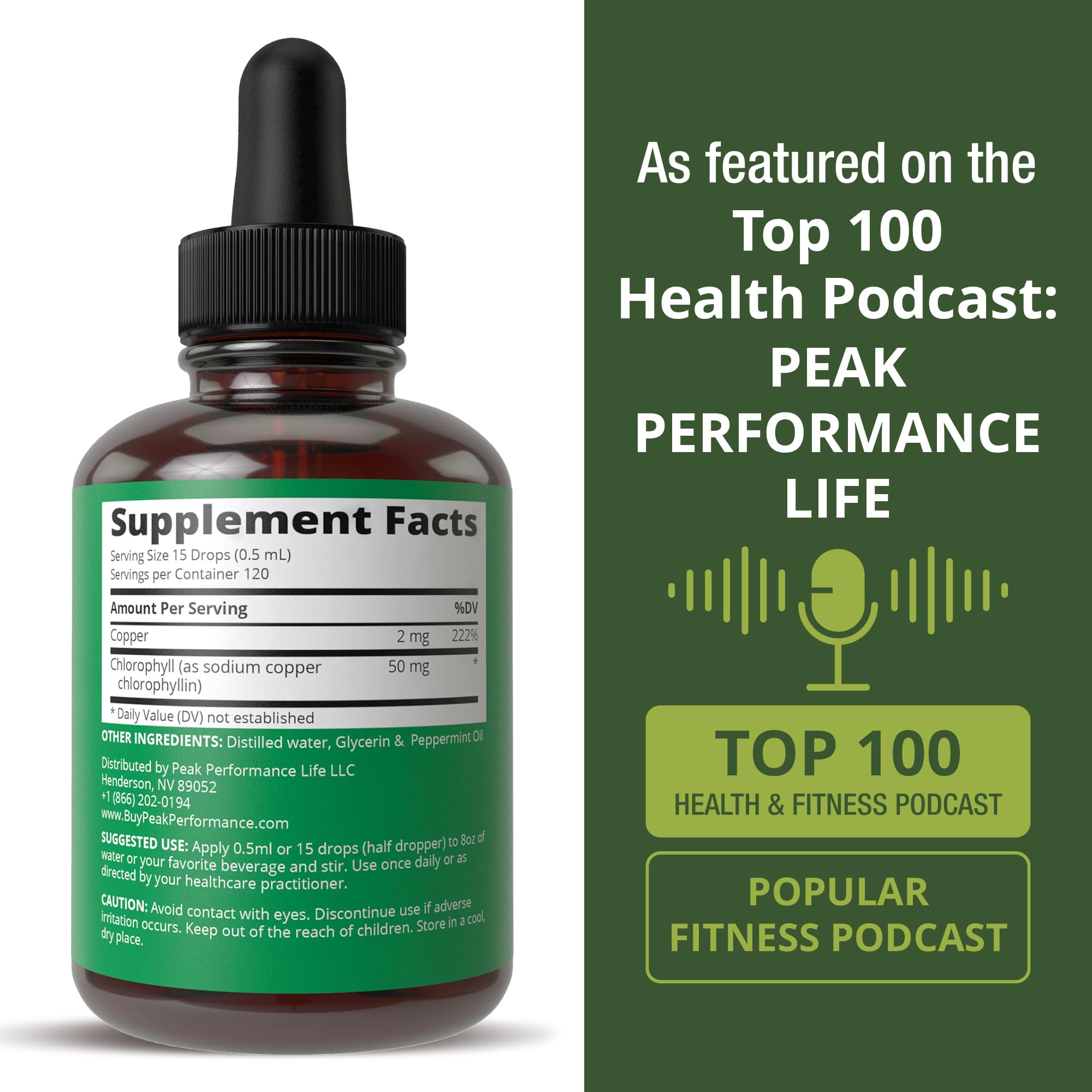 Chlorophyll Liquid Drops - Ultra High Purity, Alcohol Free, Non-GMO, Gluten Free Liquid Chlorophyll Drops Supplement. Take with Water. Internal Deodorant + Skin Care, Immune, and Digestive Support Peak Performance uk supplements