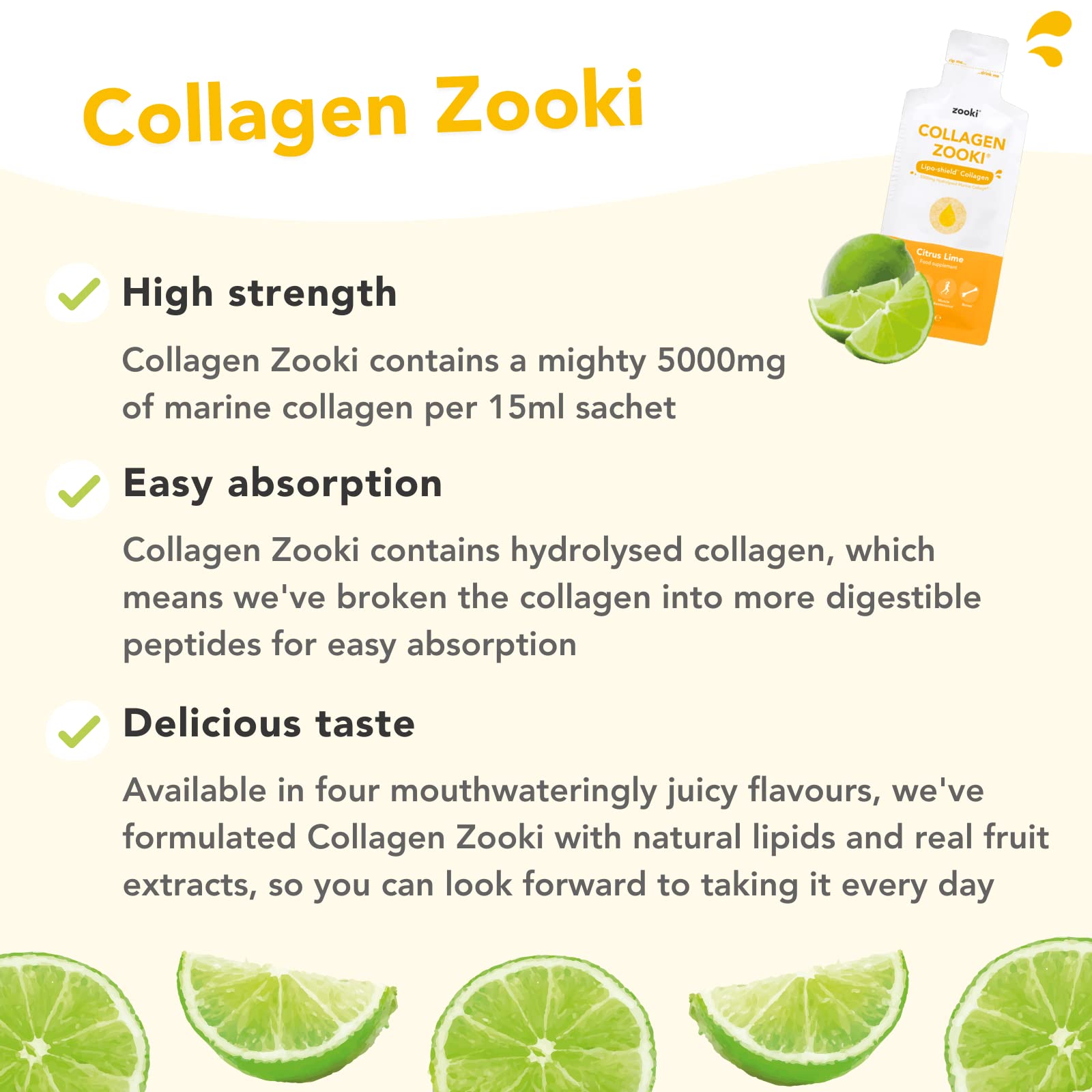 Zooki 5000mg Marine Collagen Liquid Sachets | Hydrolysed Marine Collagen Peptides yourzooki uk supplements