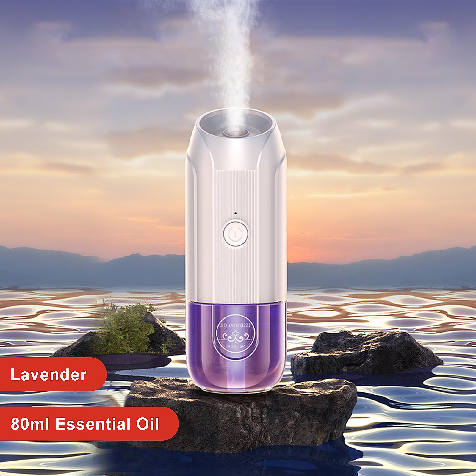 Mini Essential Oil Diffuser, Ultrasonic Mist Air Fresheners for Home with 80 ml Lavender Essential Oils DIUFJAG uk supplements