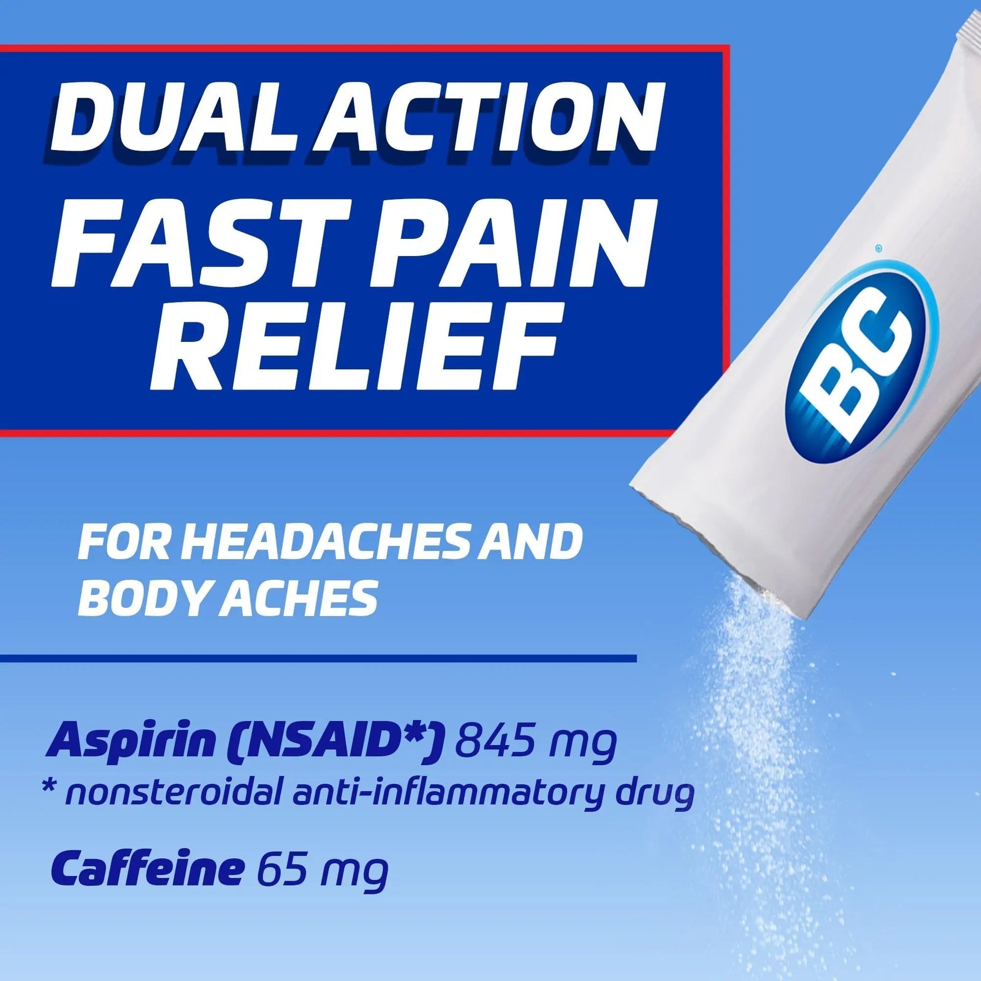 BC Headache Relief Powder, Dual-Action Formula with Aspirin & Caffeine Eases Aches & Pains, Cherry Flavor, 4 Count, Pack of 6 BC uk supplements