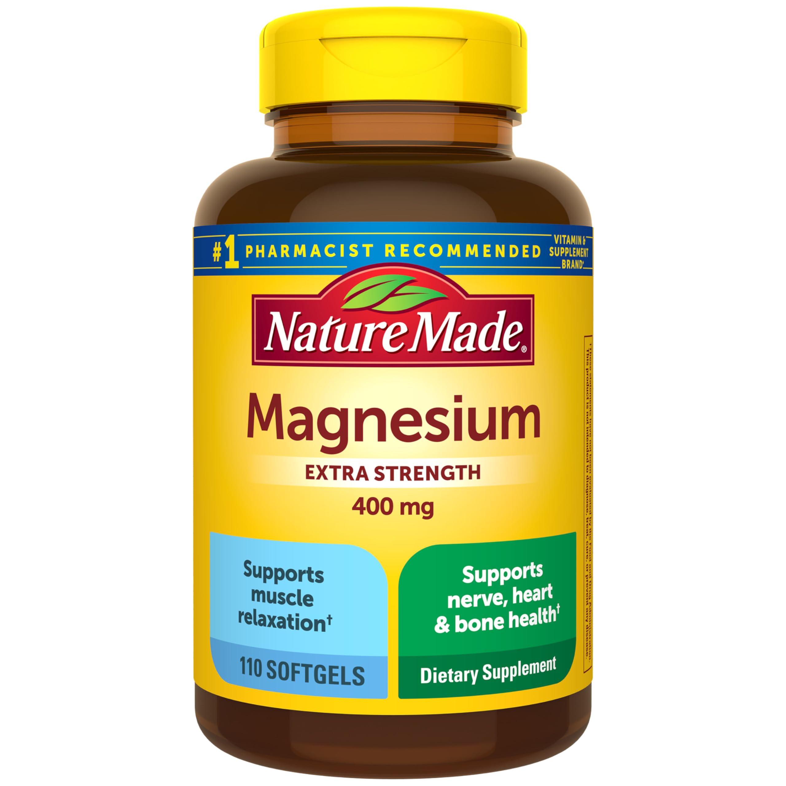Nature Made Magnesium Oxide 400 mg Softgels, Extra Strength Magnesium Supplements for Men and Women, Support for Muscle, Nerve, Bone and Heart, 110 Day Supply Nature Made uk supplements