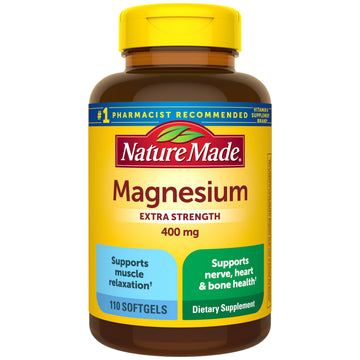 Nature Made Magnesium Oxide 400 mg Softgels, Extra Strength Magnesium Supplements for Men and Women, Support for Muscle, Nerve, Bone and Heart, 110 Day Supply Nature Made uk supplements