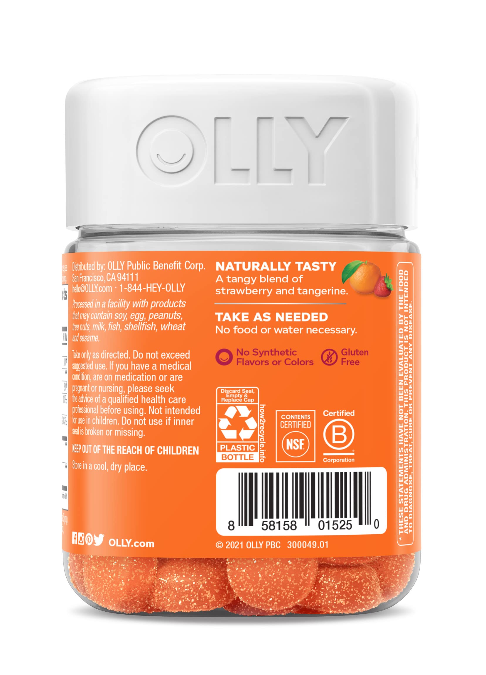 OLLY Laser Focus Gummy, Ginseng, Alpha GPC, B Vitamins, Berry Tangerine Flavor OLLY uk supplements