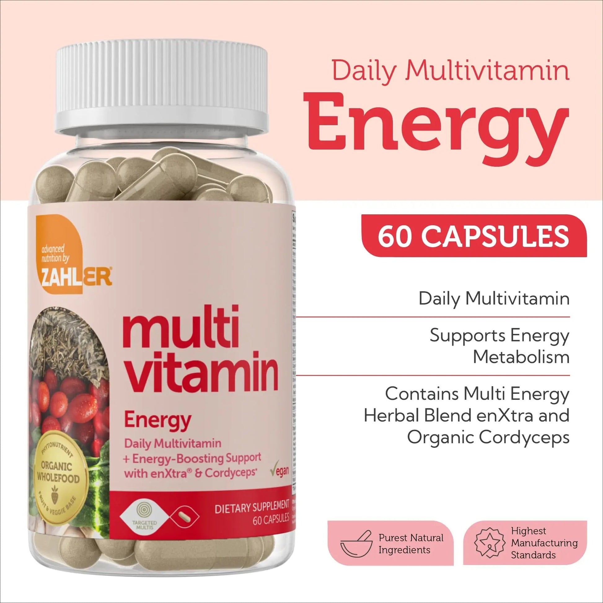 Zahler - Daily Multivitamin for Women & Men with Energy Vitamins, Minerals & Iron (60 Count) Kosher Men & Womens Multivitamins for Healthy Energy Zahler uk supplements