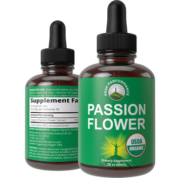 USDA Organic Passion Flower Extract Vegan Liquid Drops with High Bioavailability for Women and Men. Organic Passionflower Supplement with Zero Sugar and Gluten Free. for Calm, Relaxation Support. Peak Performance uk supplements