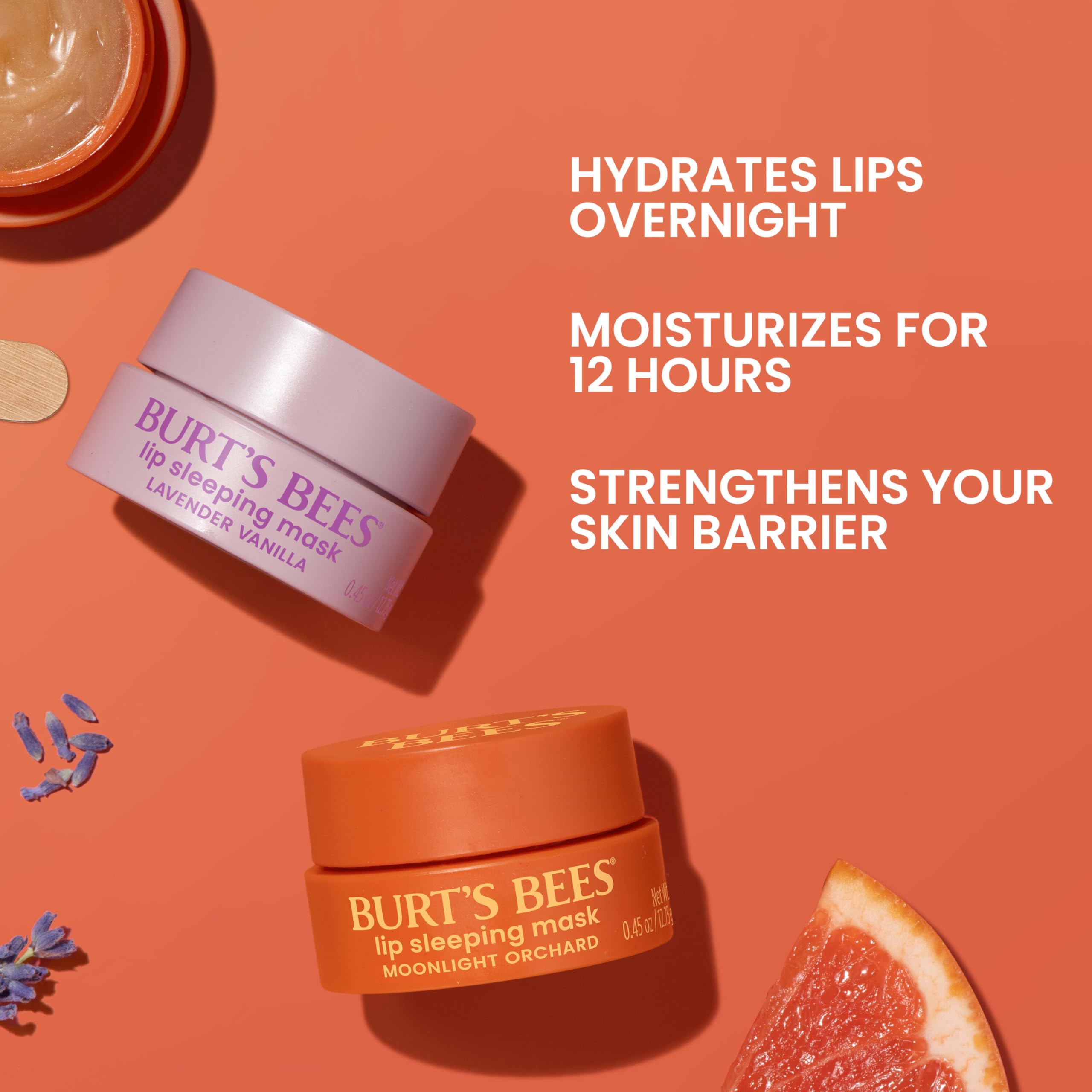Burt’s Bees Lavender Vanilla Lip Sleeping Mask, With Hyaluronic Acid and Squalane Moisturizer To Instantly Hydrate Lips, Overnight Mask and Treatment, 0.45 oz. Burt's Bees uk supplements