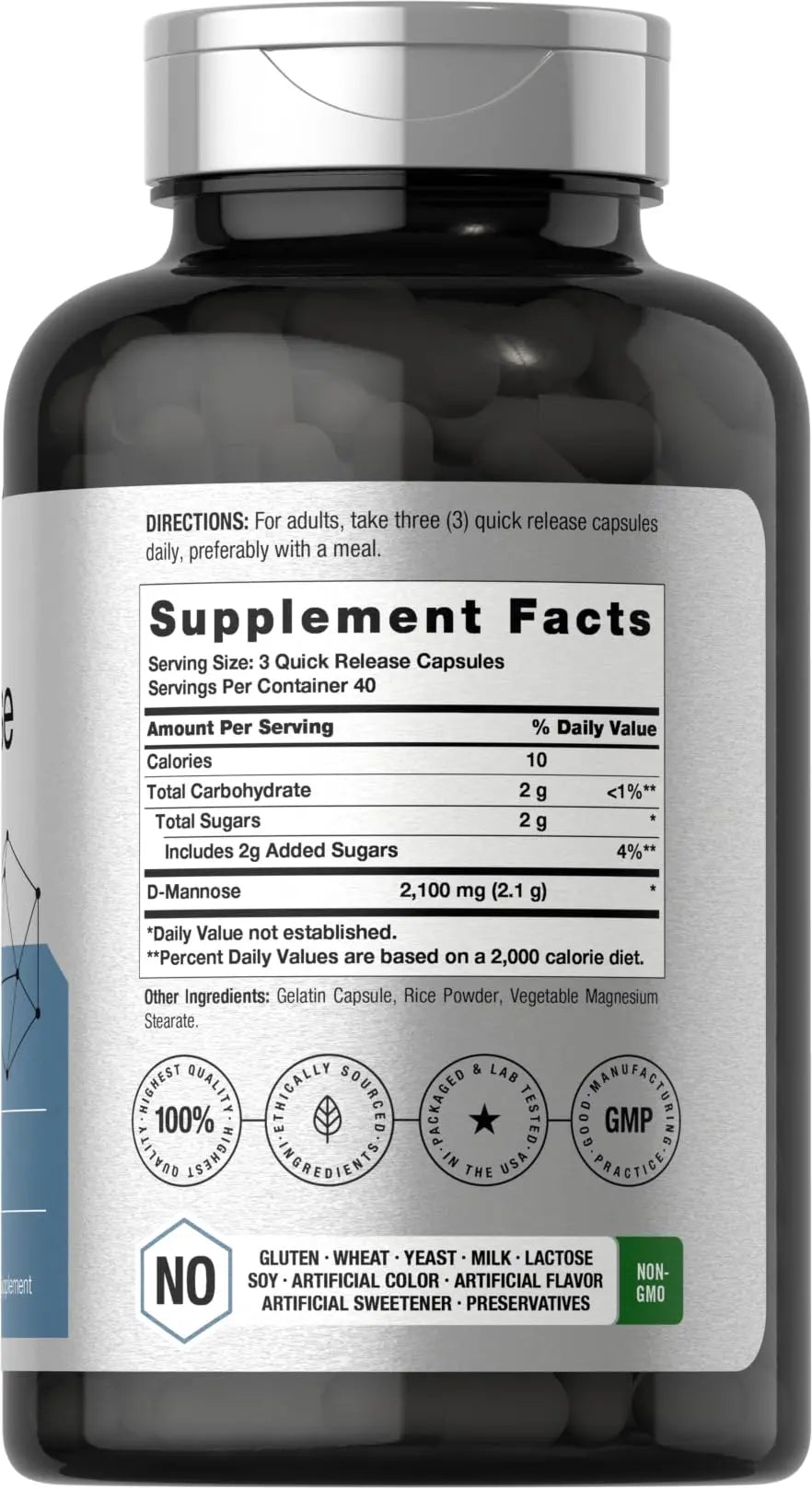 Horbäach D-Mannose Supplement 2100mg | 120 Capsules | Pills for Women and Men | Non-GMO & Gluten Free Horbäach uk supplements
