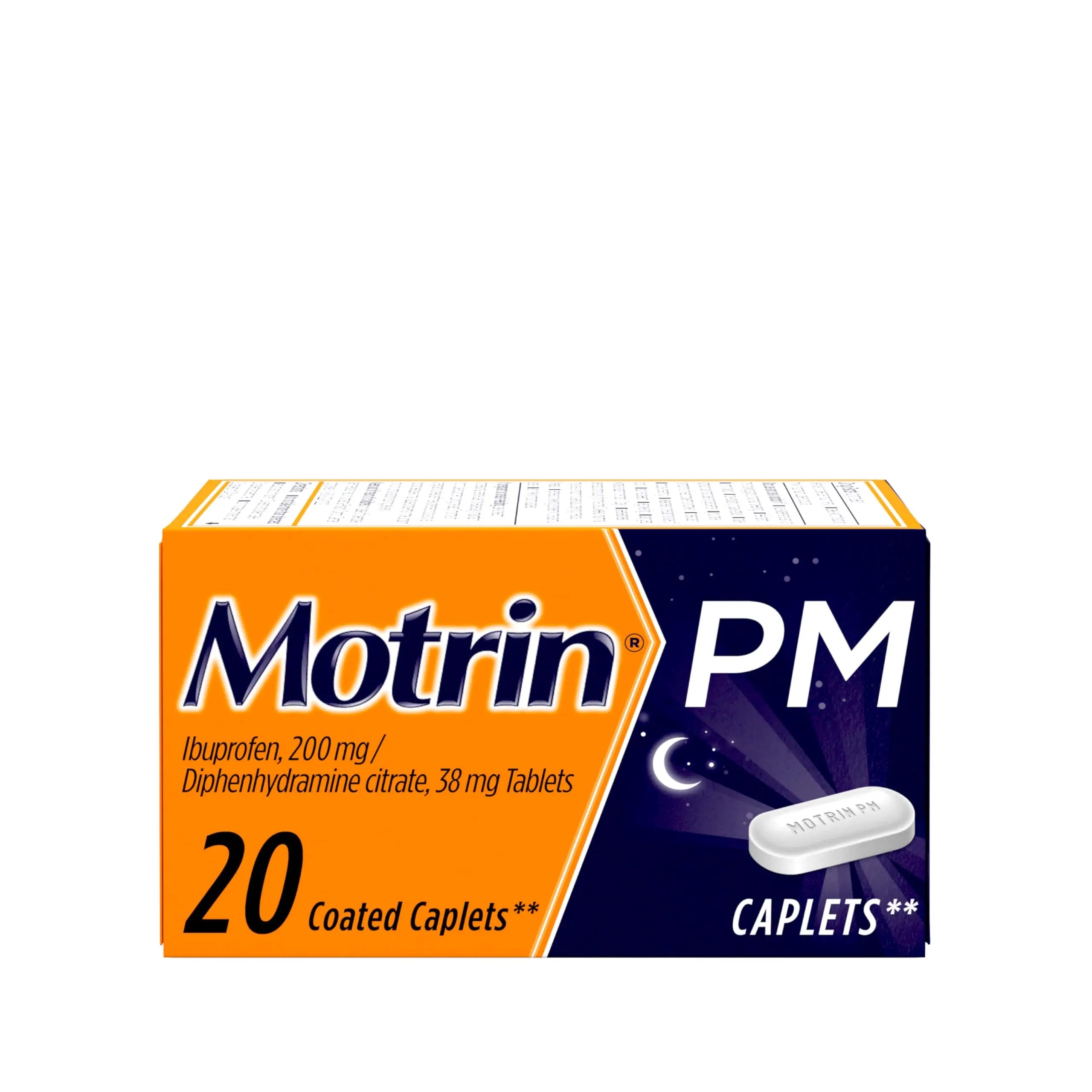 Motrin PM Pain Relief Caplets with 200 mg Ibuprofen & 38 mg Diphenhydramine Sleep Aid, Nighttime Pain Reliever for Minor Aches & Pains Helps You Fall Asleep & Stay Asleep, 20 ct Motrin uk supplements