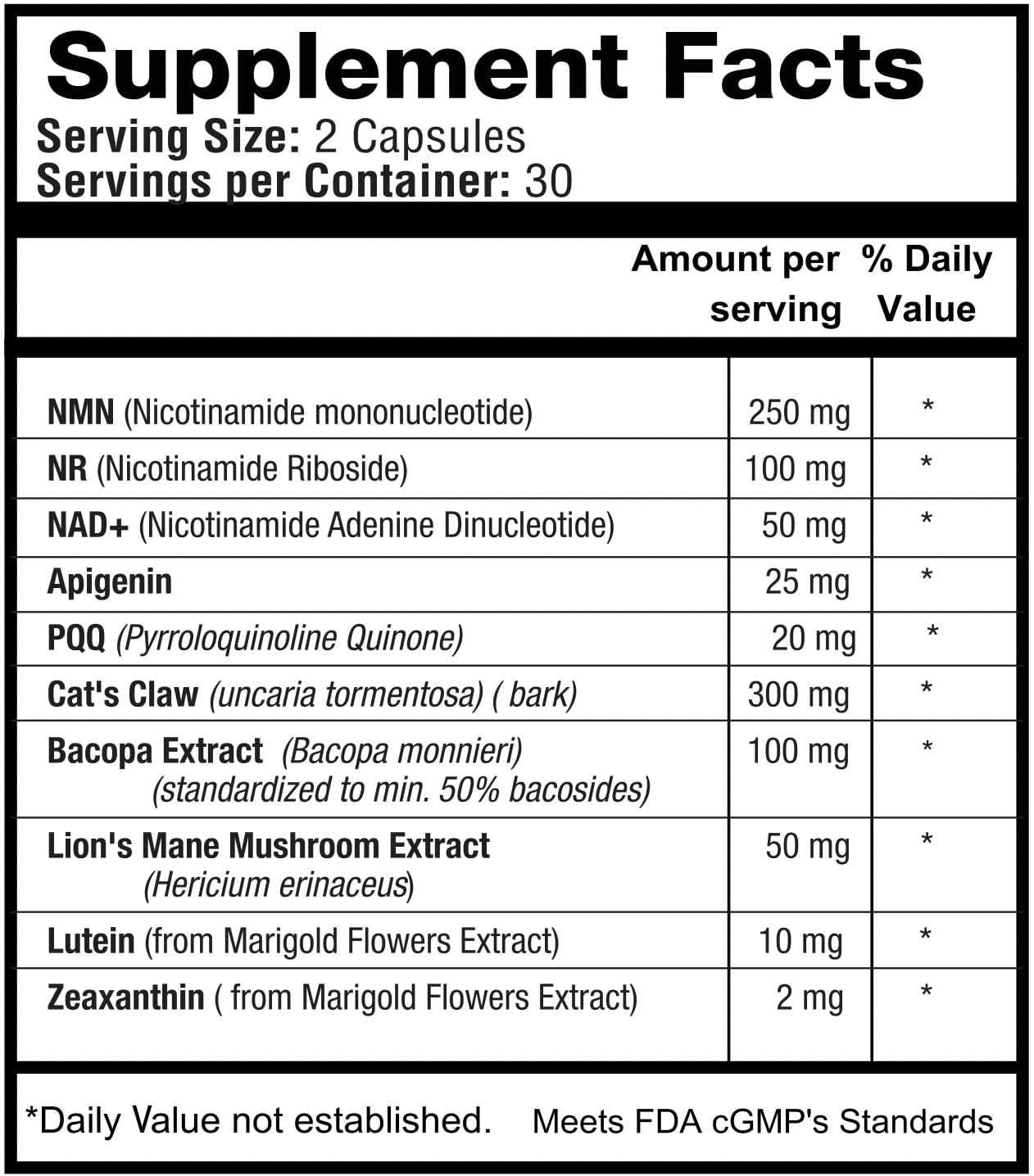 1LifeScience Cognition & Vision Support Supplement – NMN, Lion’s Mane, Cat’s Claw, Apigenin, PQQ & Lutein – NAD+ Support Formula – cGMP Made in USA – 60 Caps 1LifeScience uk supplements