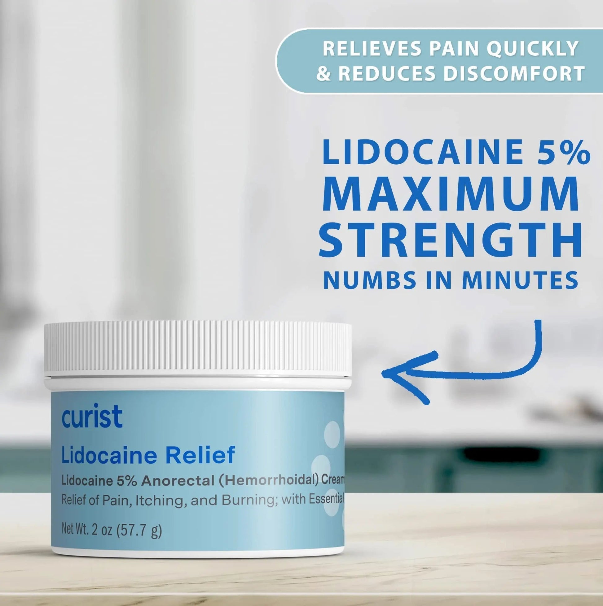 Curist 5% Lidocaine Cream Pain Relief - Numb Quickly & Effectively with 5% Lidocaine Numbing Cream for Anorectal Use - (1 Pack - 2 oz Jar) Curist uk supplements