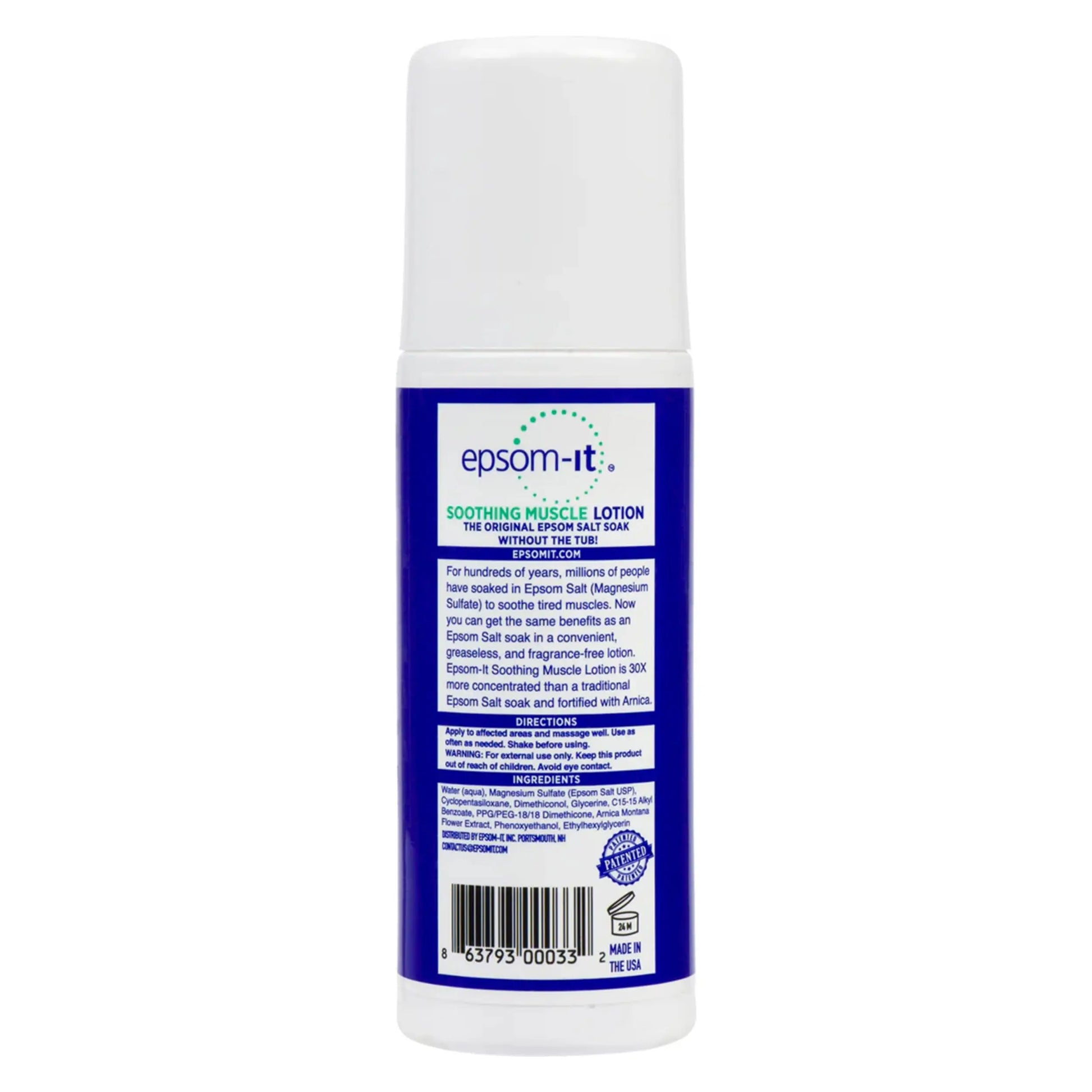 Epsom-It Soothing Muscle Lotion - Roll On Epsom Salt Lotion with Arnica for Muscle Stiffness, Leg, Knees and Feet Discomfort, Topical Magnesium Cream, 3oz EPSOM-IT uk supplements