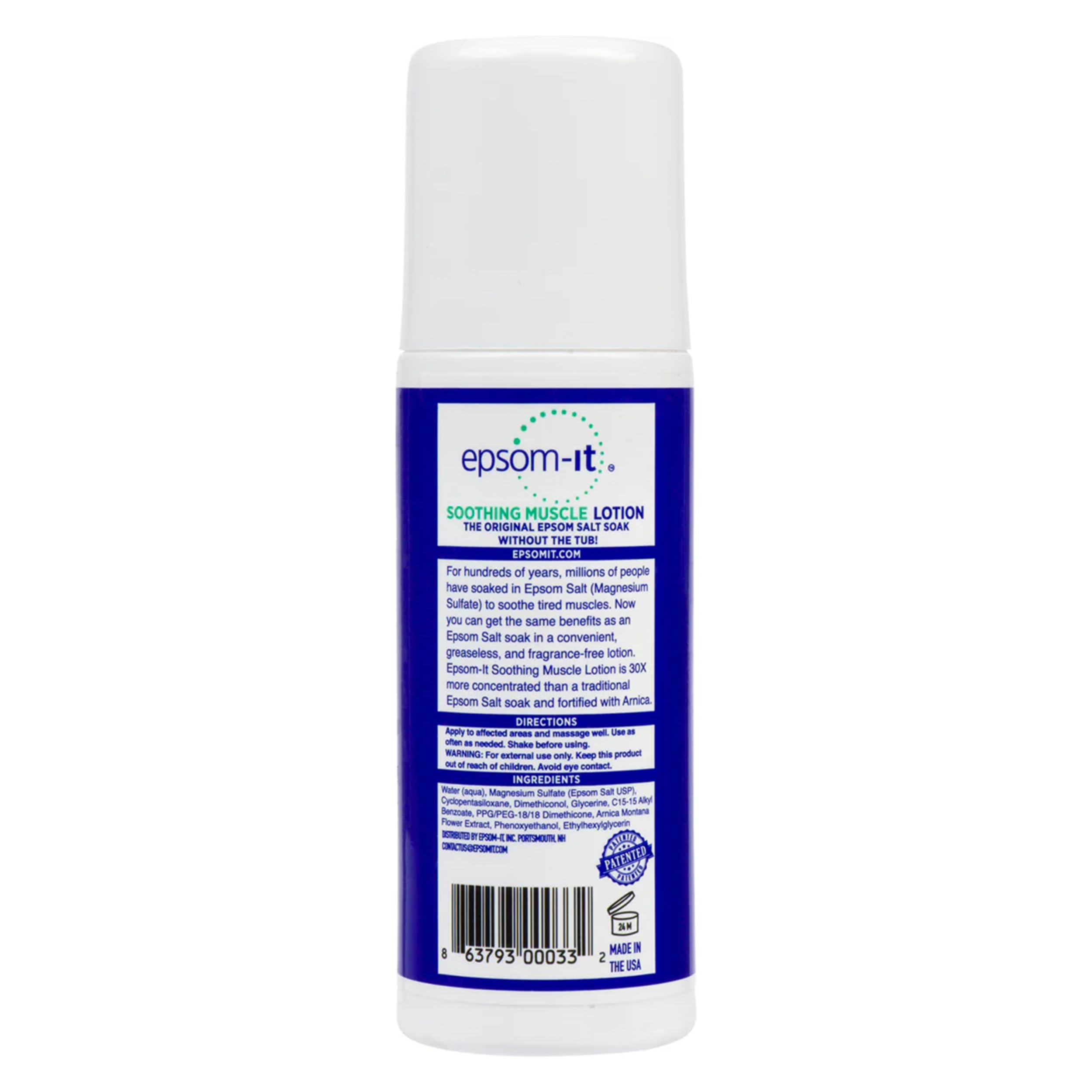 EPSOM-IT Soothing Muscle Lotion - Roll On Epsom Salt Lotion with Arnica for Muscle Stiffness, Leg, Knees and Feet Discomfort, Topical Magnesium Cream, 3oz, 2-Pack EPSOM-IT uk supplements