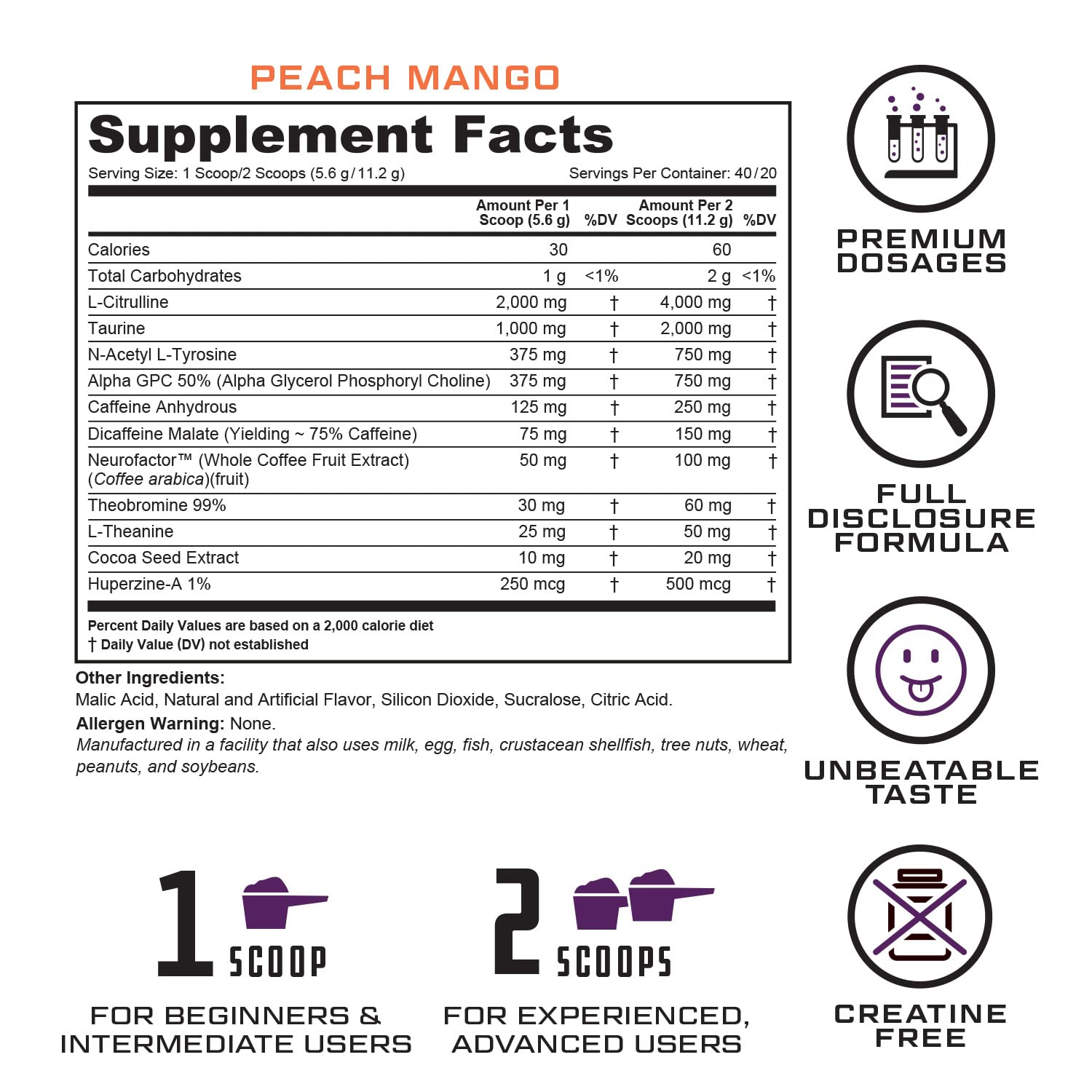 Prevail Pre Workout Powder with Nootropics: Pre Workout for Men and Women, Cutting Edge Energy and Focus Supplement with L Citrulline, Alpha GPC, L Tyrosine, Neurofactor | Peach Mango, 40 Servings Cutler Nutrition uk supplements
