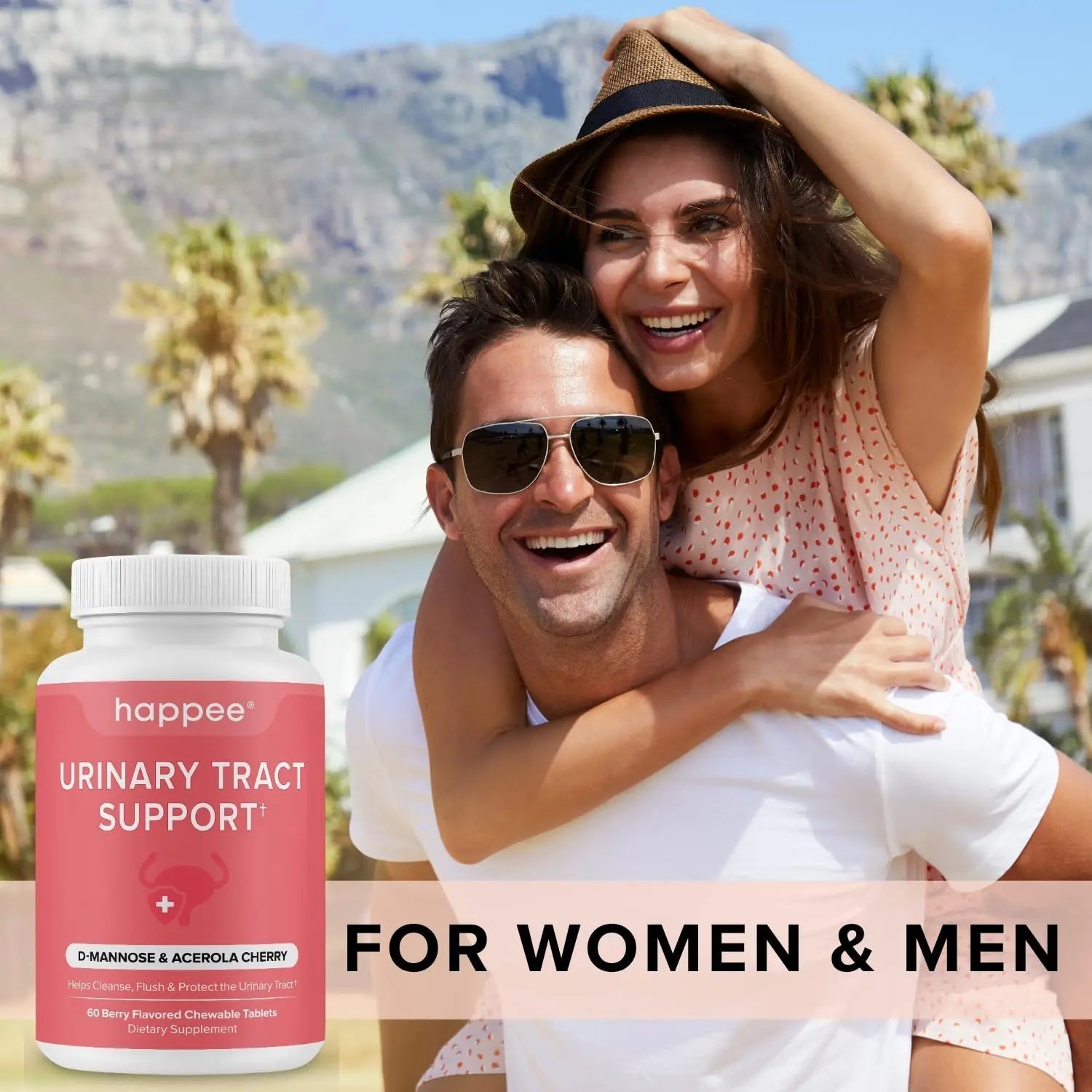 Happee Urinary Tract Health Supplement for Women & Men – Fast-Acting UTI Relief and Prevention, 500mg D-Mannose & Antioxidants, Supports Kidney and Bladder Health, Berry Flavor, 60 Chewables Happee uk supplements