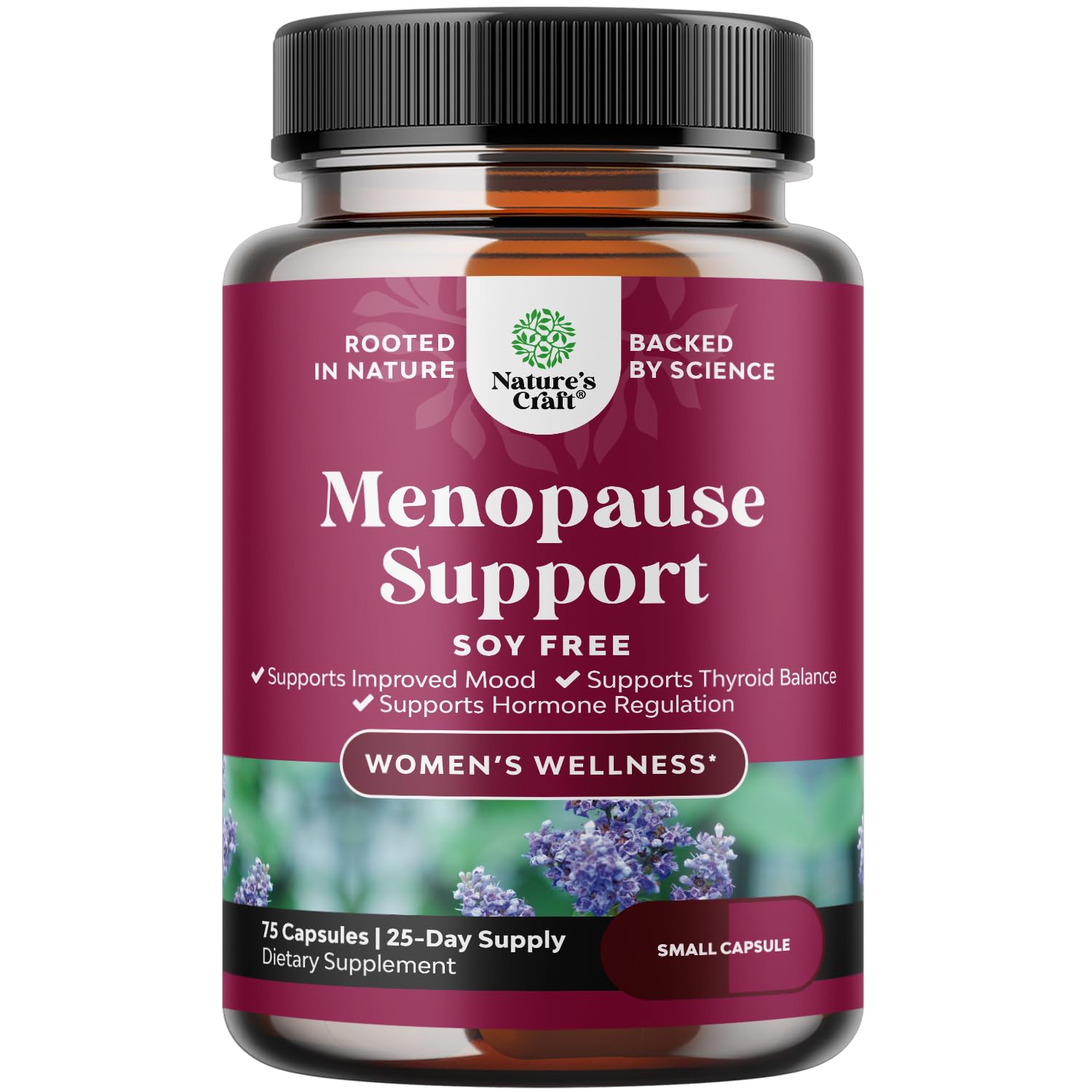 Complete Herbal Menopause Supplement for Women - Soy Free Female Hormone Balance Capsules for Night Sweats Hot Flashes & Mood Swings with Dong Quai, Chaste Berry & Black Cohosh Root - 75 Count Natures Craft uk supplements