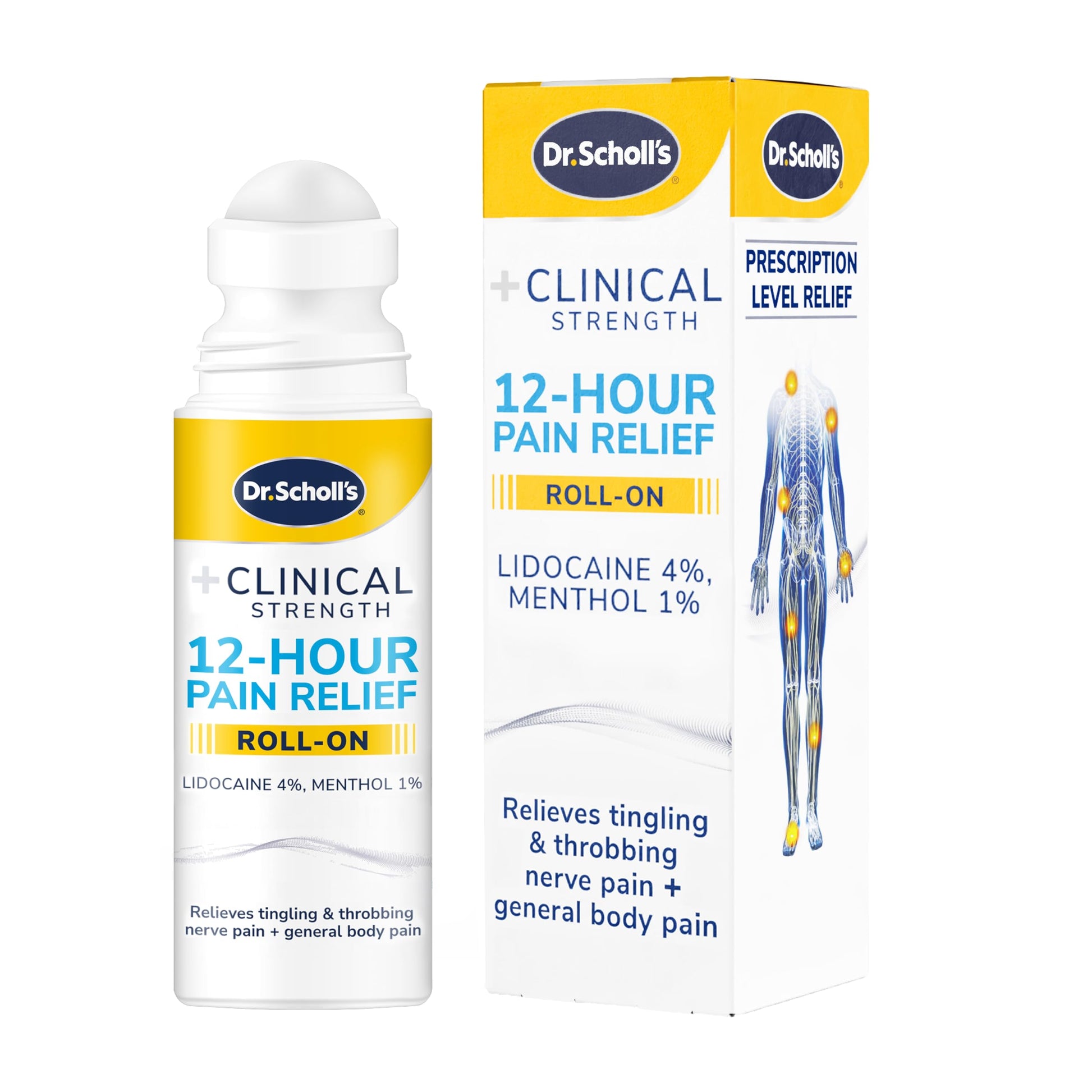 Dr. Scholl’s Clinical Strength 12-Hour Pain Relief Liquid Roll-On, 3 oz - 4% Lidocaine for Powerful Numbing, Instant Cooling Pain Relief with Menthol, Added Urea, Use on Hands, Feet, Neck, Back & Legs Dr. Scholl's uk supplements