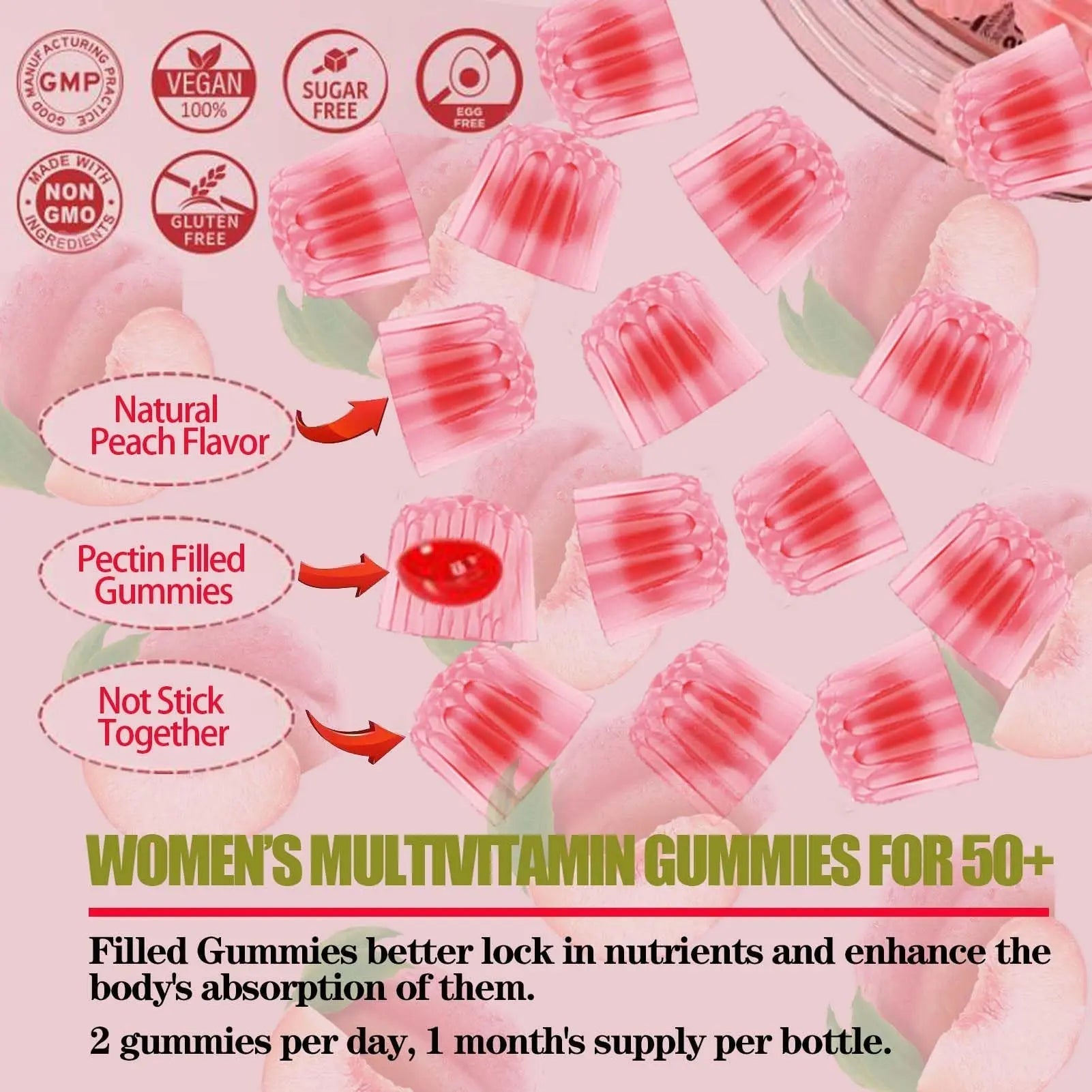 ZEGBALP Sugar-Free Womens Multivitamin 50 Plus Gummies with Calcium, Magnesium, Zinc, Vitamin A, C, D3, E, K2, B Complex, Folate, Biotin ZEGBALP uk supplements