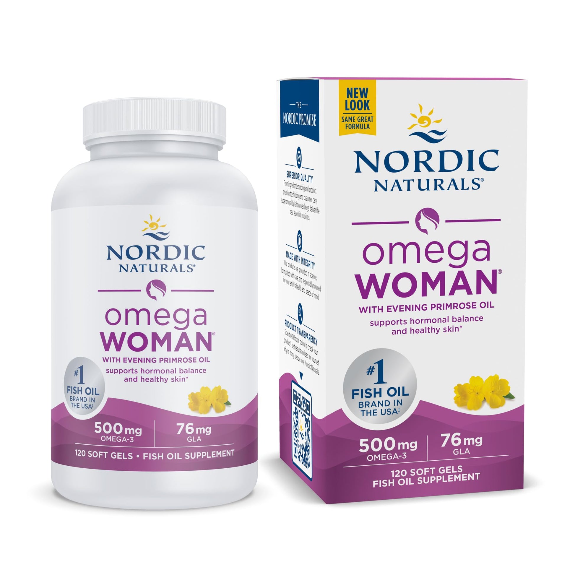 Nordic Naturals Omega Woman, Lemon - 120 Soft Gels - 500 mg Omega-3 + 800 mg Evening Nordic Naturals uk supplements