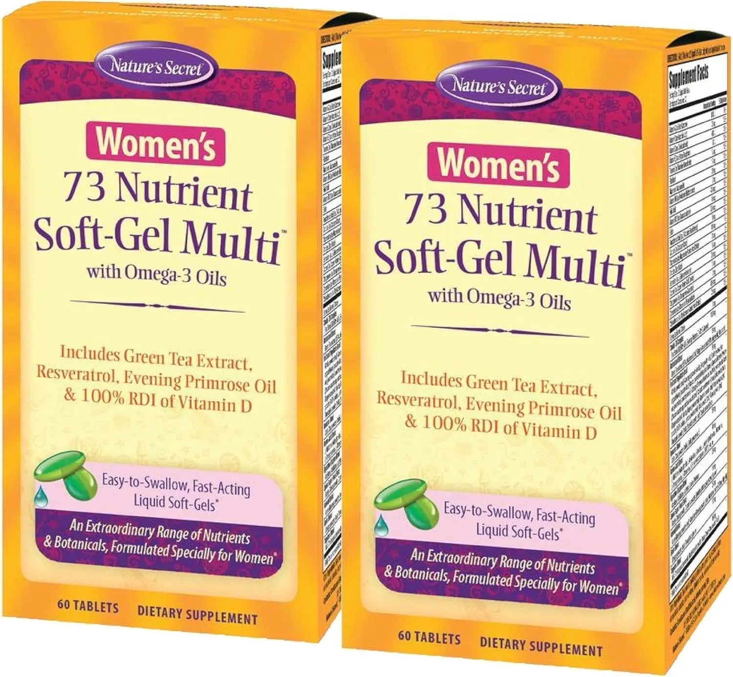 Nature's Secret Women’s 73-Nutrient Soft-Gel Multi – 60 Liquid Soft-Gels – Complete Female Wellness Support - 2 Pack Nature's Secret uk supplements