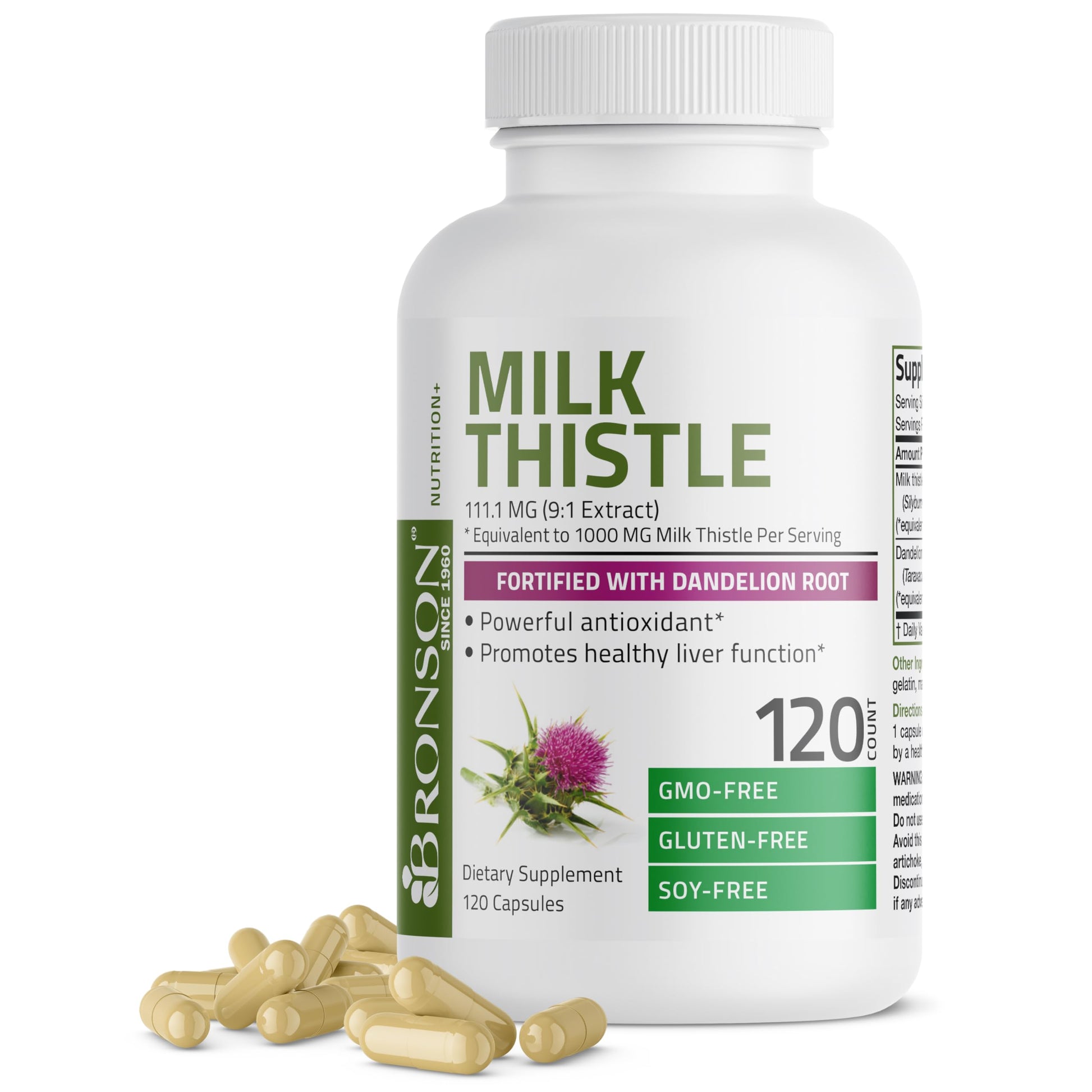 Bronson Milk Thistle Silymarin Marianum & Dandelion Root Liver Health Support Bronson uk supplements