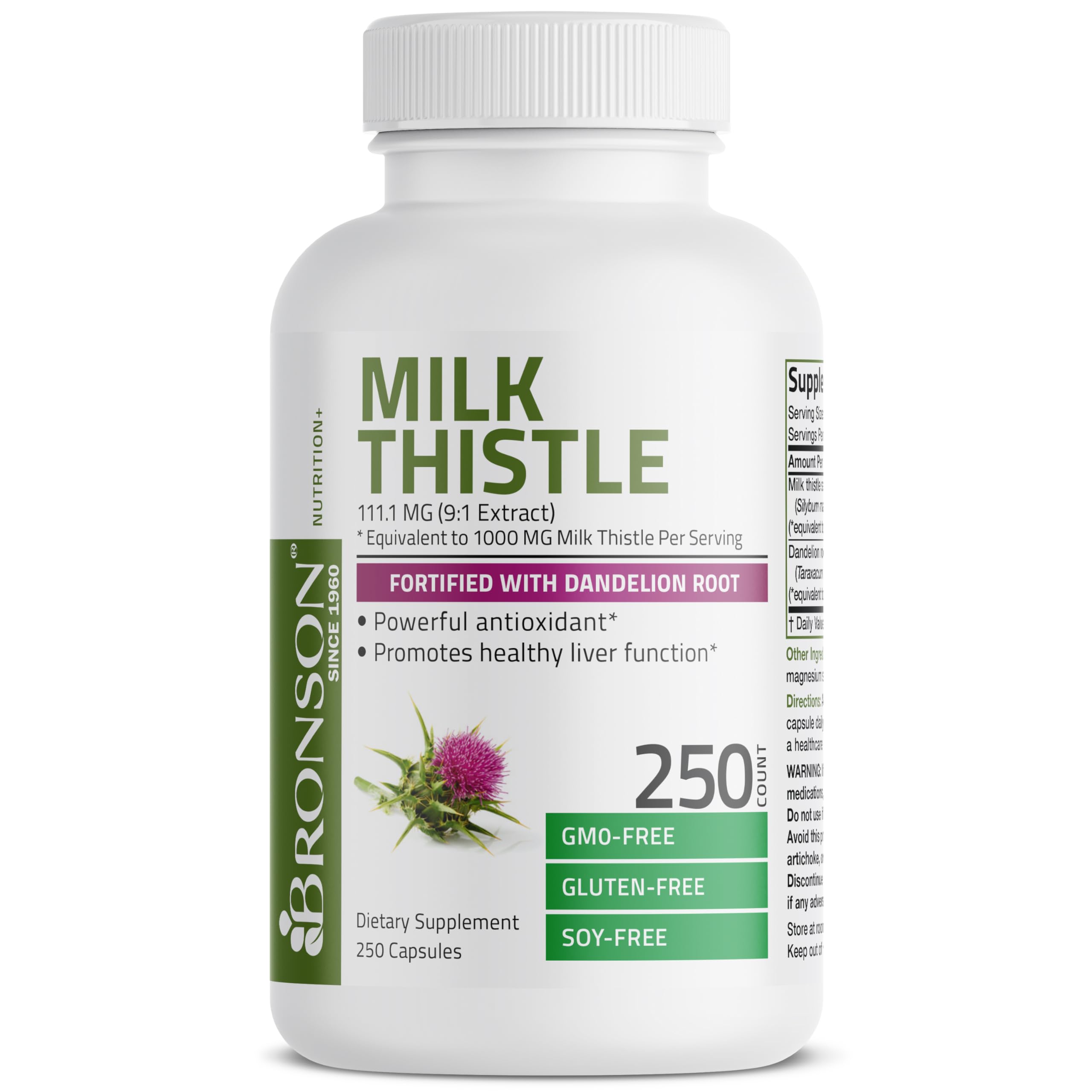 Bronson Milk Thistle Silymarin Marianum & Dandelion Root Liver Health Support Bronson uk supplements