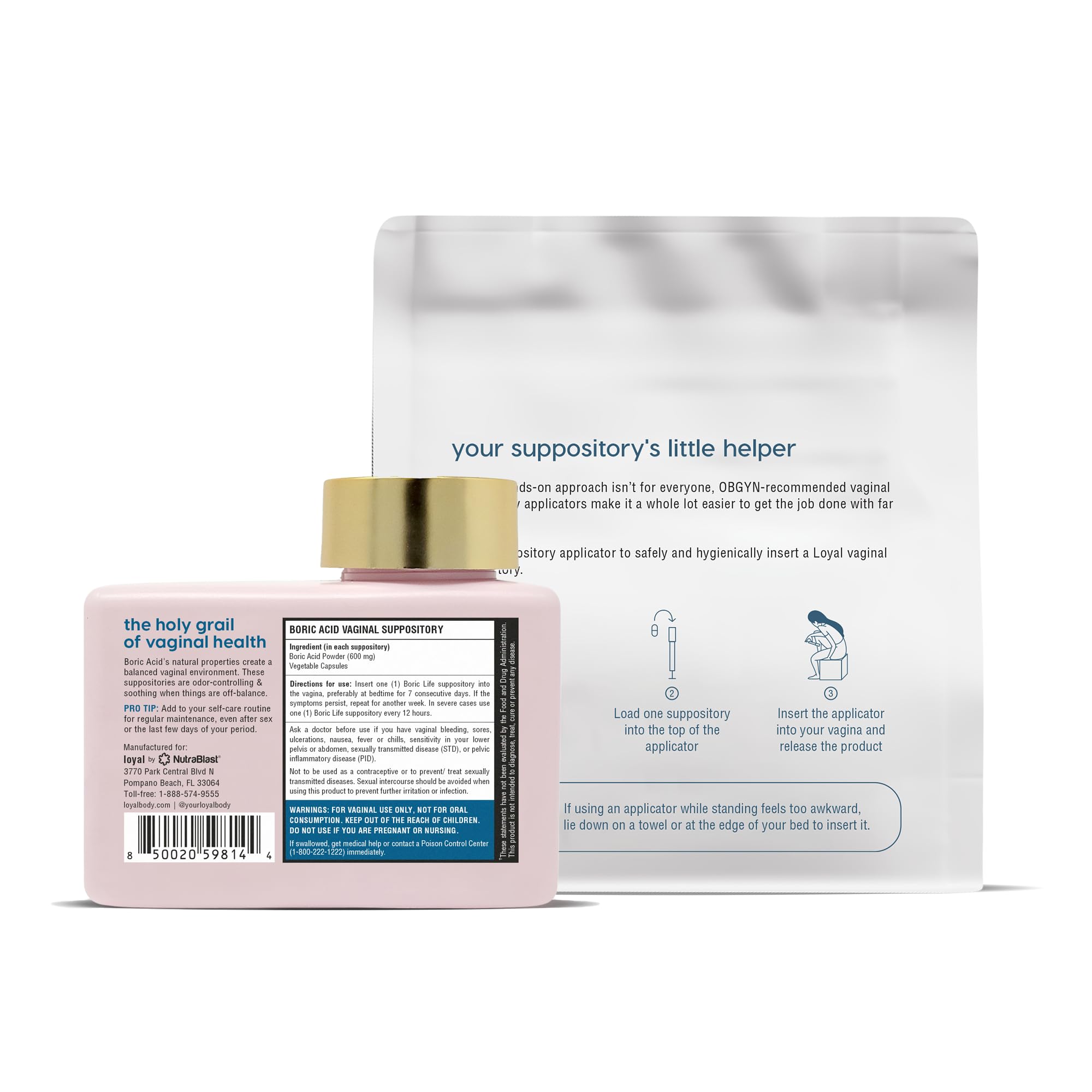 Loyal Boric Life Suppositories 600mg Bundle with Applicator, 30 Suppositories & 15 Applicators Loyal uk supplements