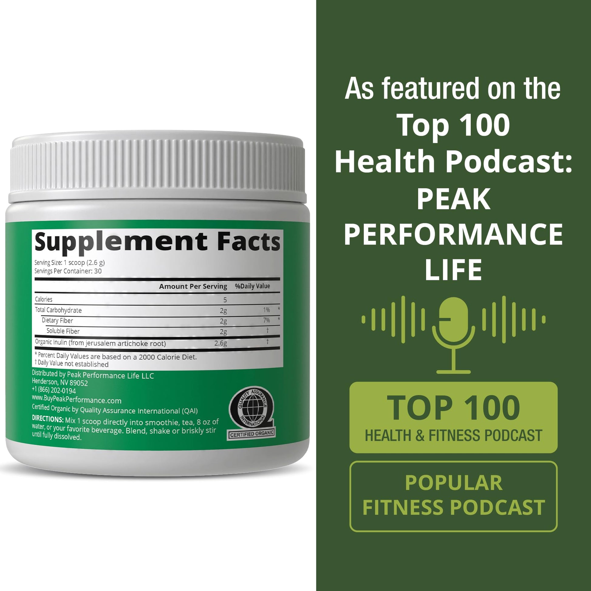 Peak Performance Organic Inulin Powder Natural Prebiotic Fiber for Gut Health. USDA Organic Raw Plant Based Vegan Prebiotics FOS Supplement from Jerusalem Artichoke Peak Performance uk supplements