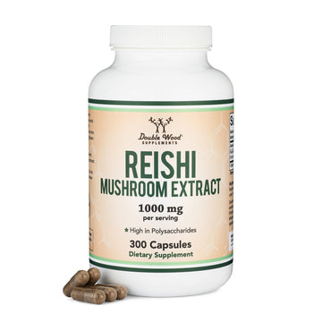 Reishi Mushroom Capsules (4:1 Ganoderma Extract, 1,000mg Red Reishi Powder Servings) Double Wood Supplements uk supplements