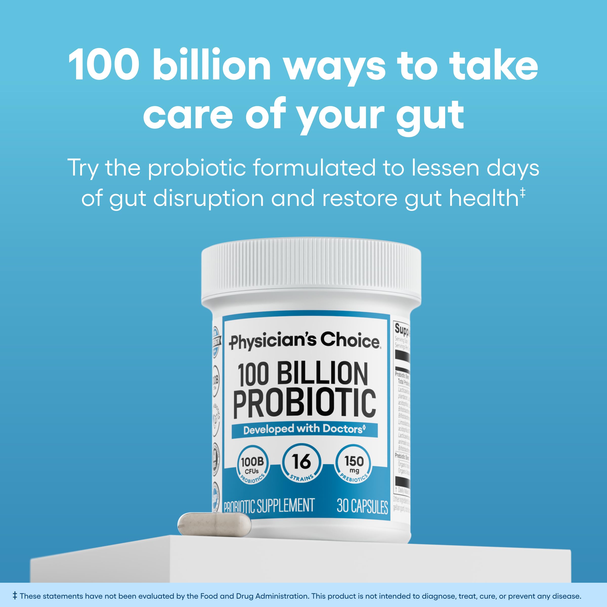 Physician's CHOICE 100 Billion Advanced Probiotic - 16 Strains + Organic Prebiotics - Digestive & Gut Health - Supports Occasional Constipation, Diarrhea, Gas & Bloating - Probiotics for Women & Men Physician's CHOICE uk supplements