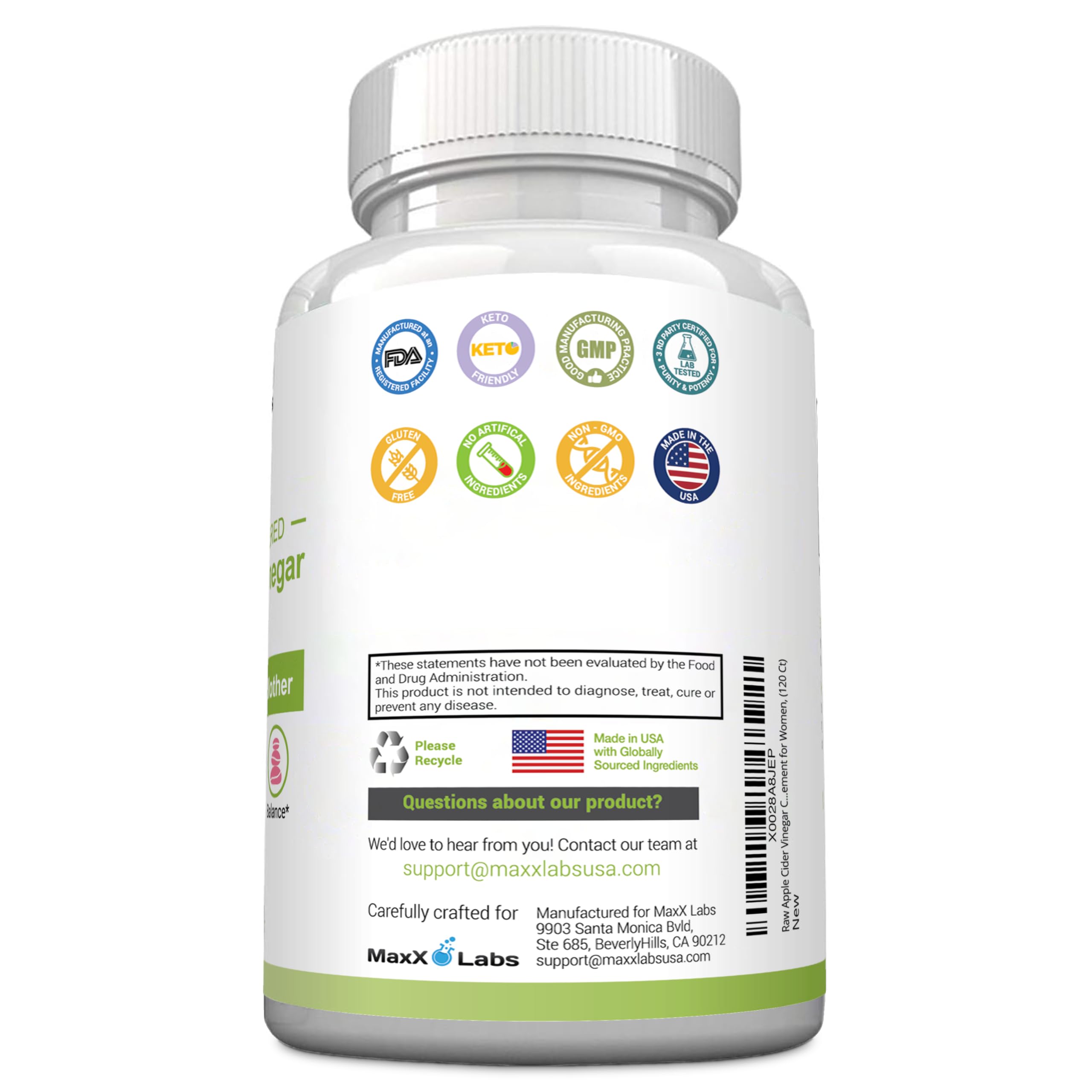 Apple Cider Vinegar Capsules with The Mother - Healthy Keto Diet Supplements MaxX Labs uk supplements