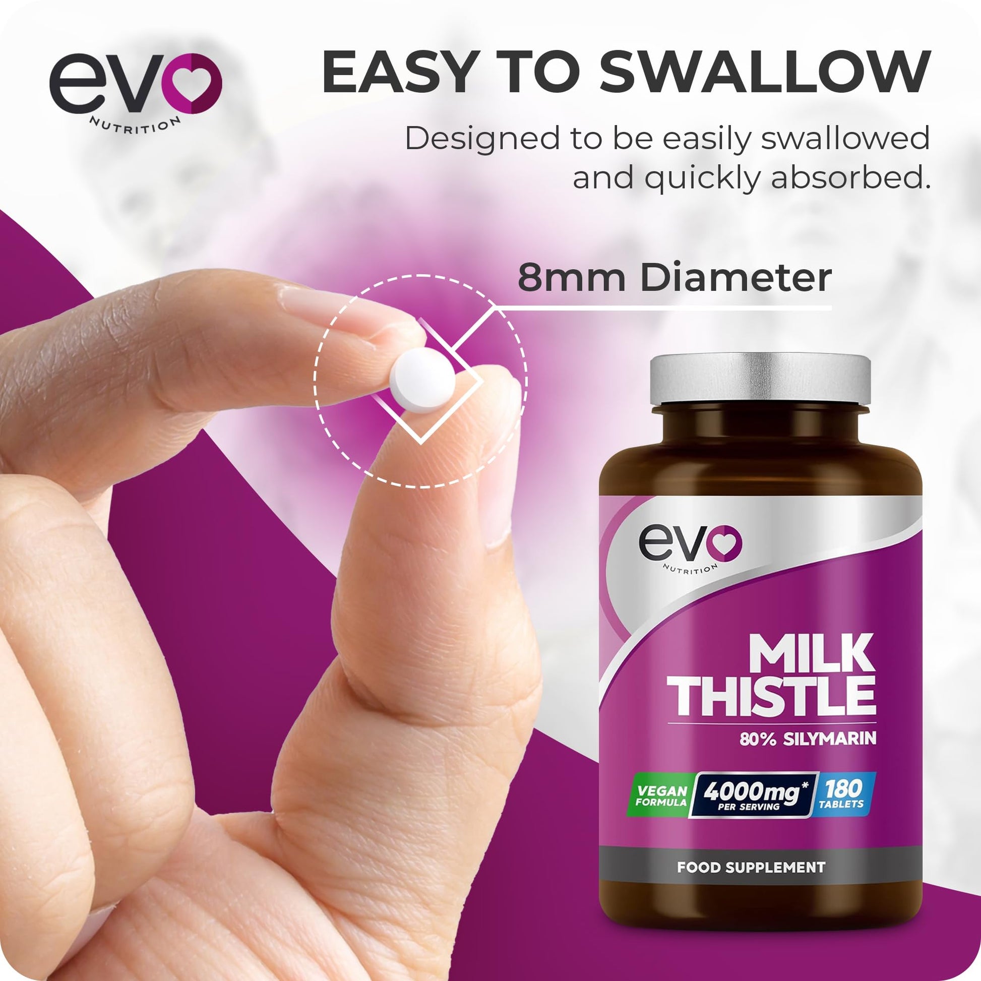 Milk Thistle Tablets 4000mg | 80% Silymarin | 180 Tablets | High Strength Vegan Supple EVO NUTRITION uk supplements