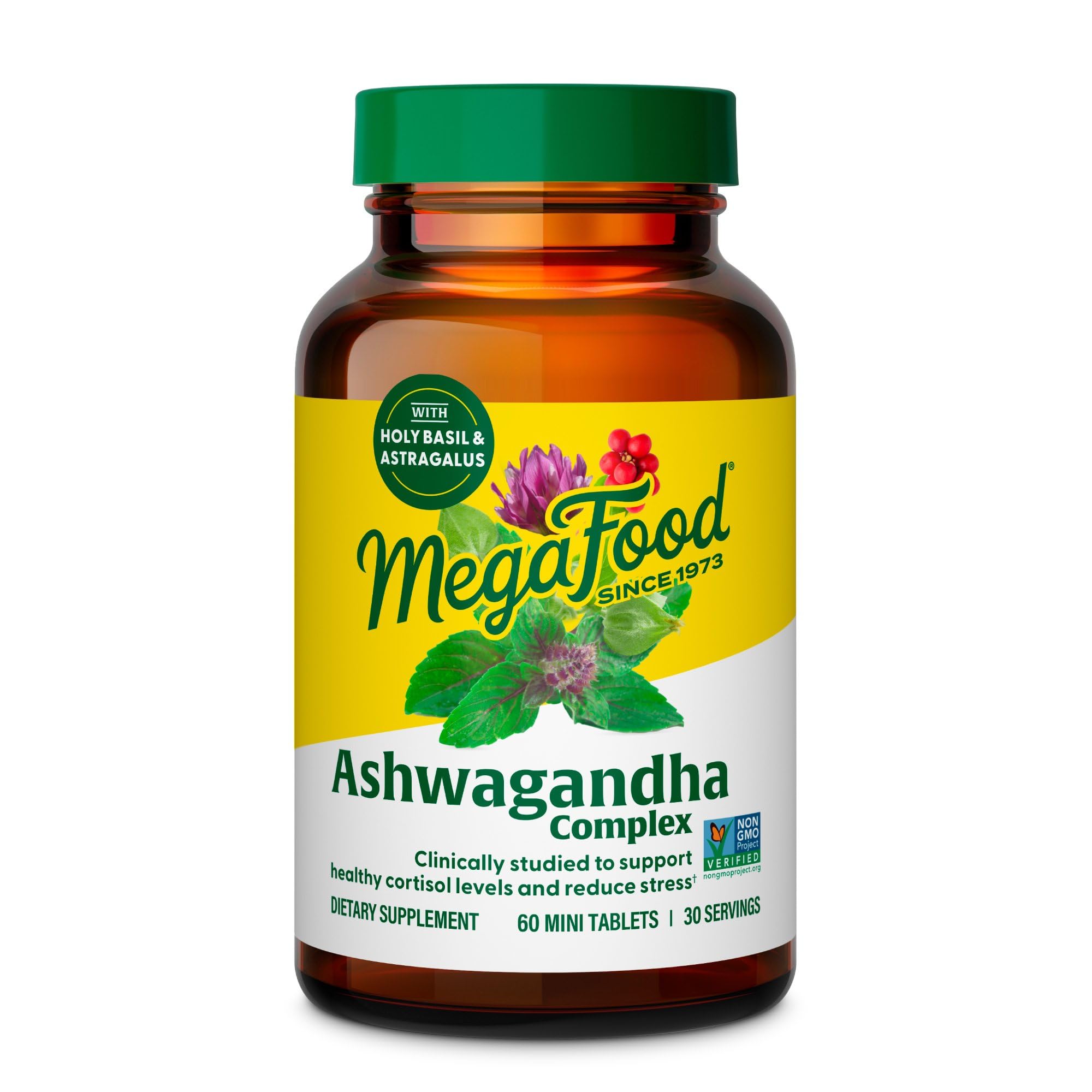 MegaFood Ashwagandha Complex (Formerly Stress Protect) - Ashwagandha Supplements Astragalus Root & Holy Basil - Vegetarian, Gluten Free, Cortisol Supplement - 60 Mini Tablets, 30 Servings MegaFood uk supplements