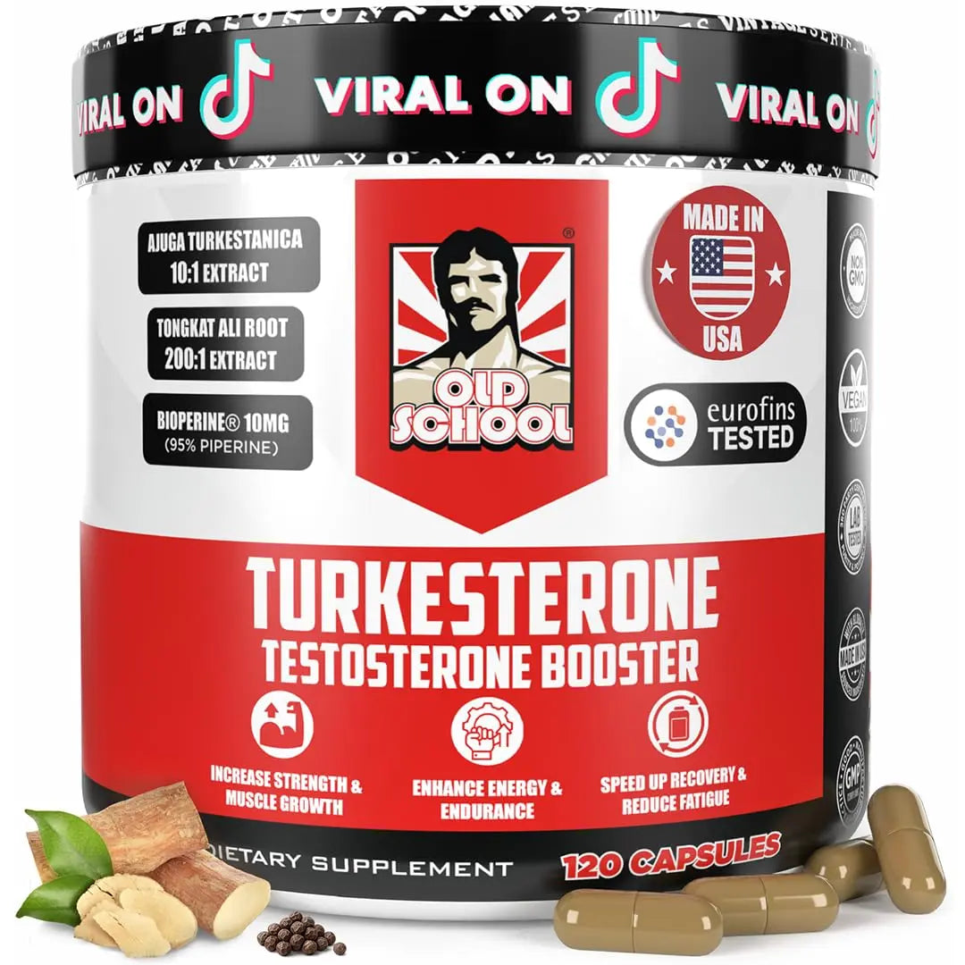 Old School Labs  Supplement for Men – Max Potency Tongkat Ali with BioPerine® for Max Absorption, Supports Muscle, Strength, Recovery, Drive & Stamina – Turkesterone, 120 Capsules Old School Labs uk supplements