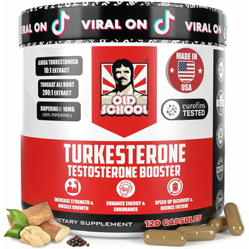 Old School Labs  Supplement for Men – Max Potency Tongkat Ali with BioPerine® for Max Absorption, Supports Muscle, Strength, Recovery, Drive & Stamina – Turkesterone, 120 Capsules Old School Labs uk supplements