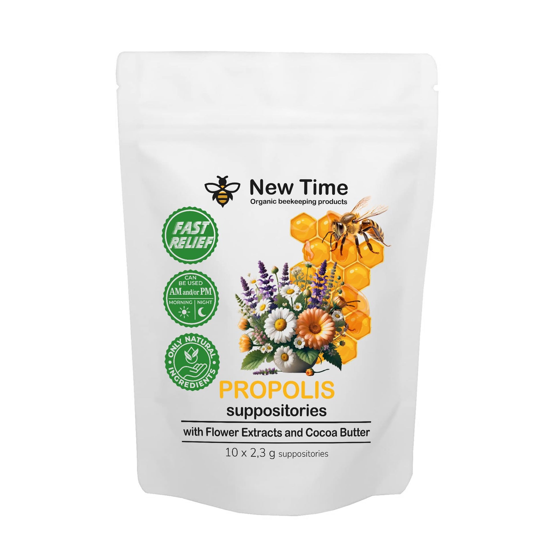 Organic Propolis Comfort Suppositories for Men, Women - Natural Bee & Botanical Formula, Gentle Daily Care 10 Count New Time Organic beekeeping products uk supplements