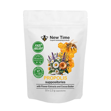 Organic Propolis Comfort Suppositories for Men, Women - Natural Bee & Botanical Formula, Gentle Daily Care 10 Count New Time Organic beekeeping products uk supplements