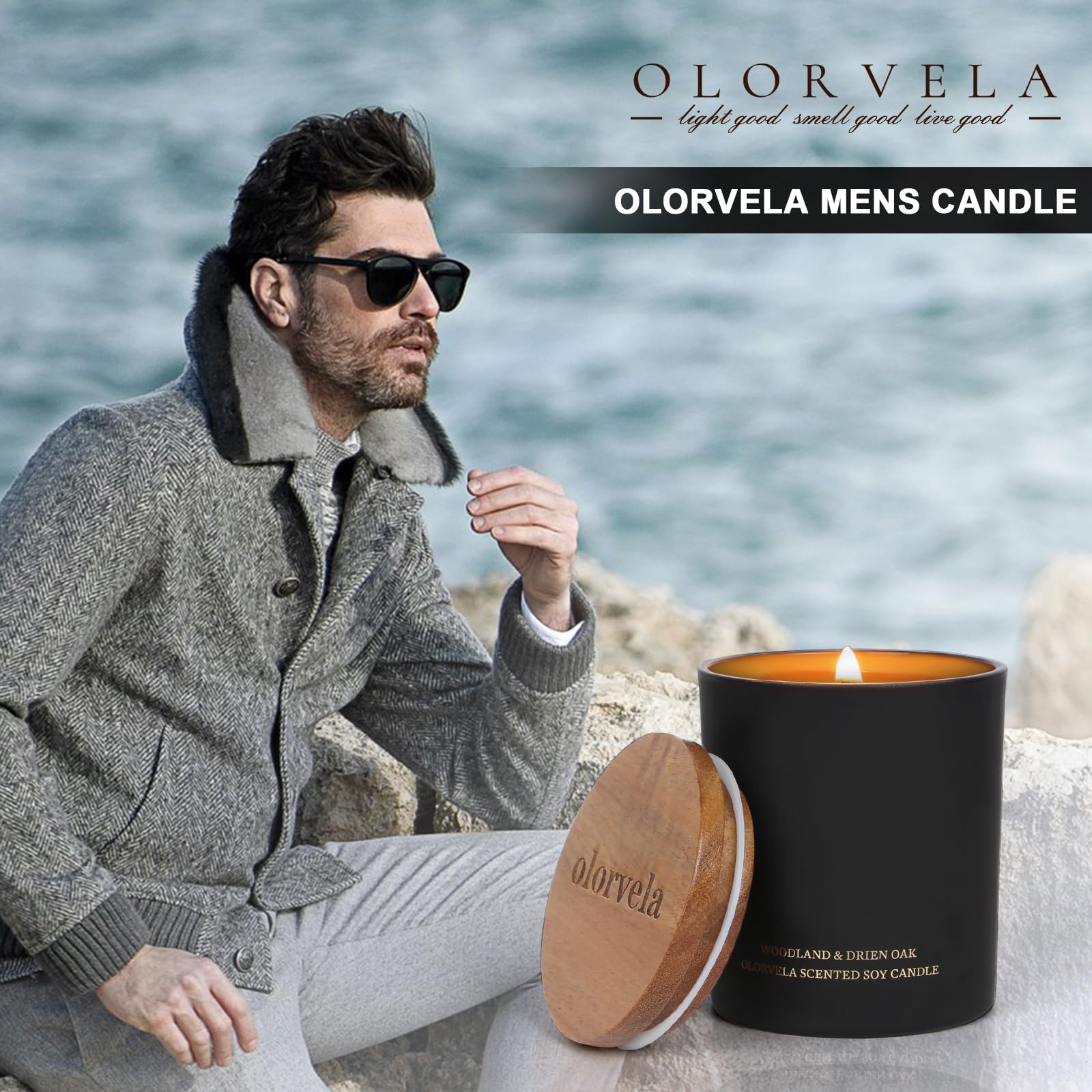 olorvela Candles for Men Wood Wicked Candles for Home Scented Mens Candle Aromatherapy 8oz olorvela uk supplements