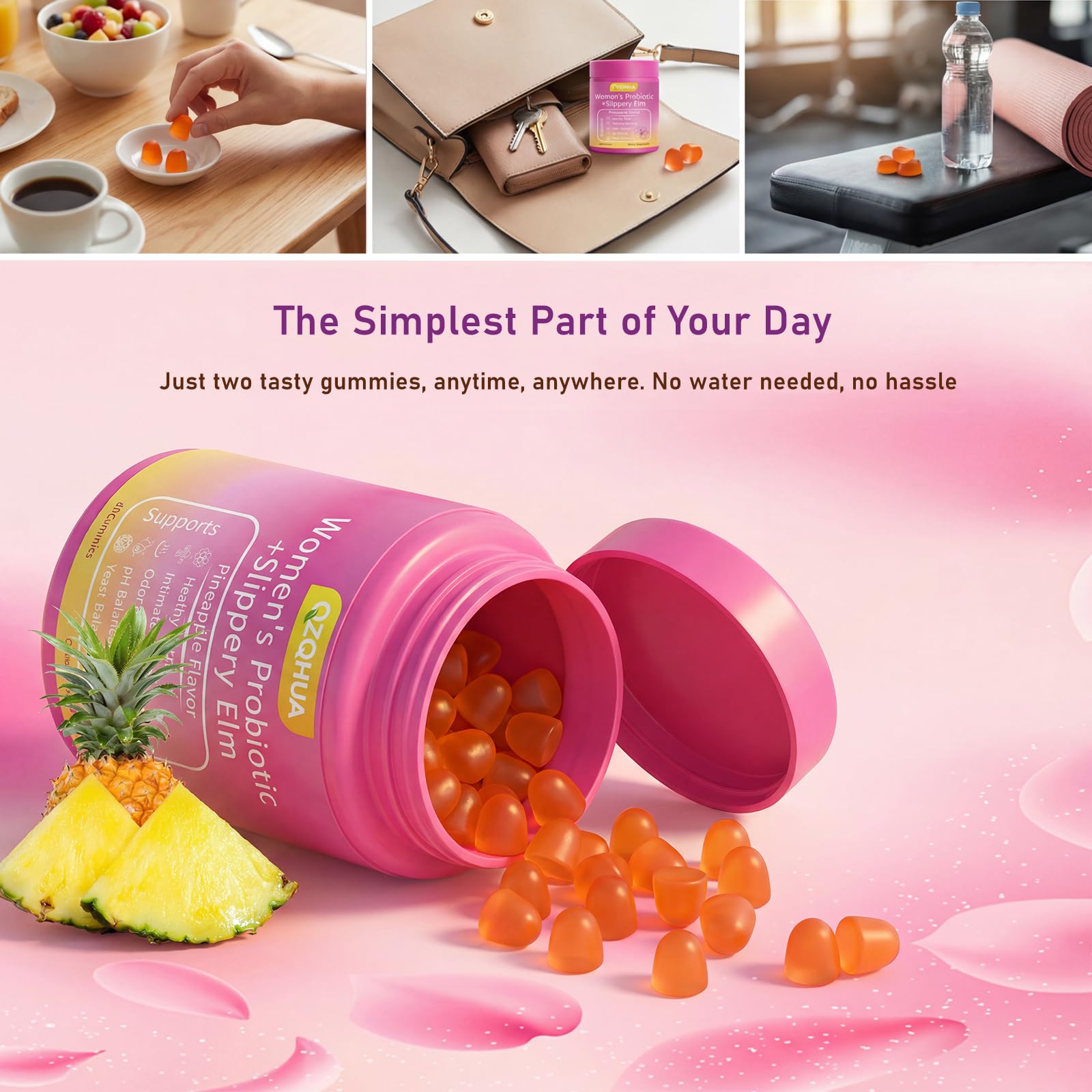 Premium Feminine Balance Gummies for Women - 60 Gummies, Hawaiian Pineapple Flavor - with Probiotics & Vitamin C - Supports Feminine Wellness & Healthy Balance - Gluten Free, Vegan（30 Servings）（Q2） QZQHUA uk supplements
