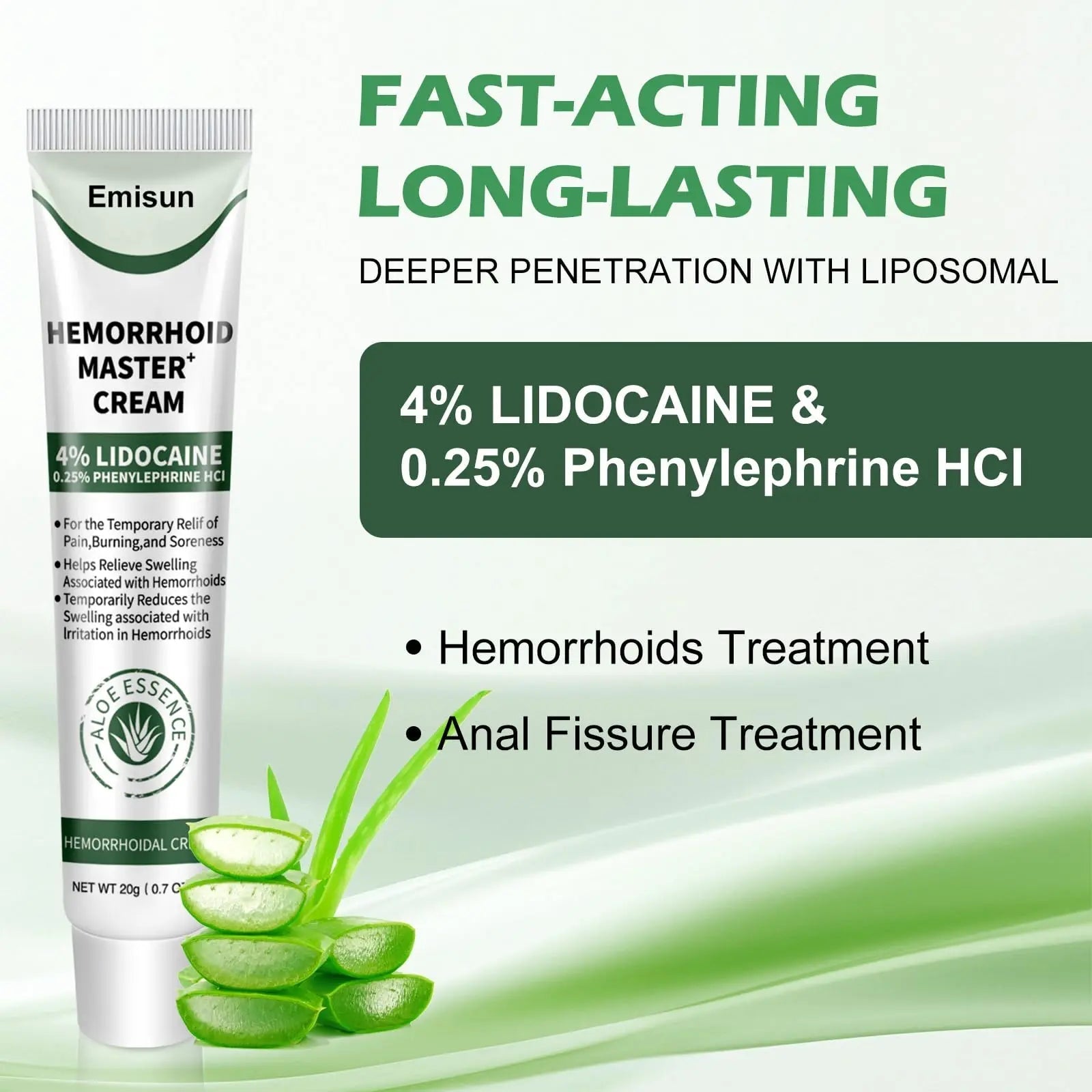 Hemorrhoid & Fissure Ointment, Hemorrhoid Treatment and Hemorrhoid Cream with Lidocaine 4% and Phenylephrine HCI for Fast Relief of Pain, Swelling, Itching, Burning, Hemorrhoidal treatment, 2 Pack-J2 Emisun uk supplements