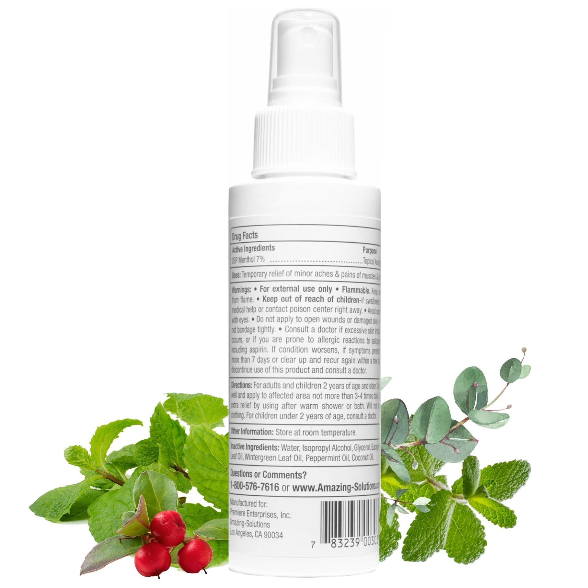 Premiere's Pain Spray All-Natural Menthol & Peppermint Oil Herbal Blend for Joint and Nerve Pain, Muscle Soreness, Sprains, Cramps, Sports Injuries, Back Pain & Neck Shoulder Aches - One Pack Premiere's Pain Spray uk supplements
