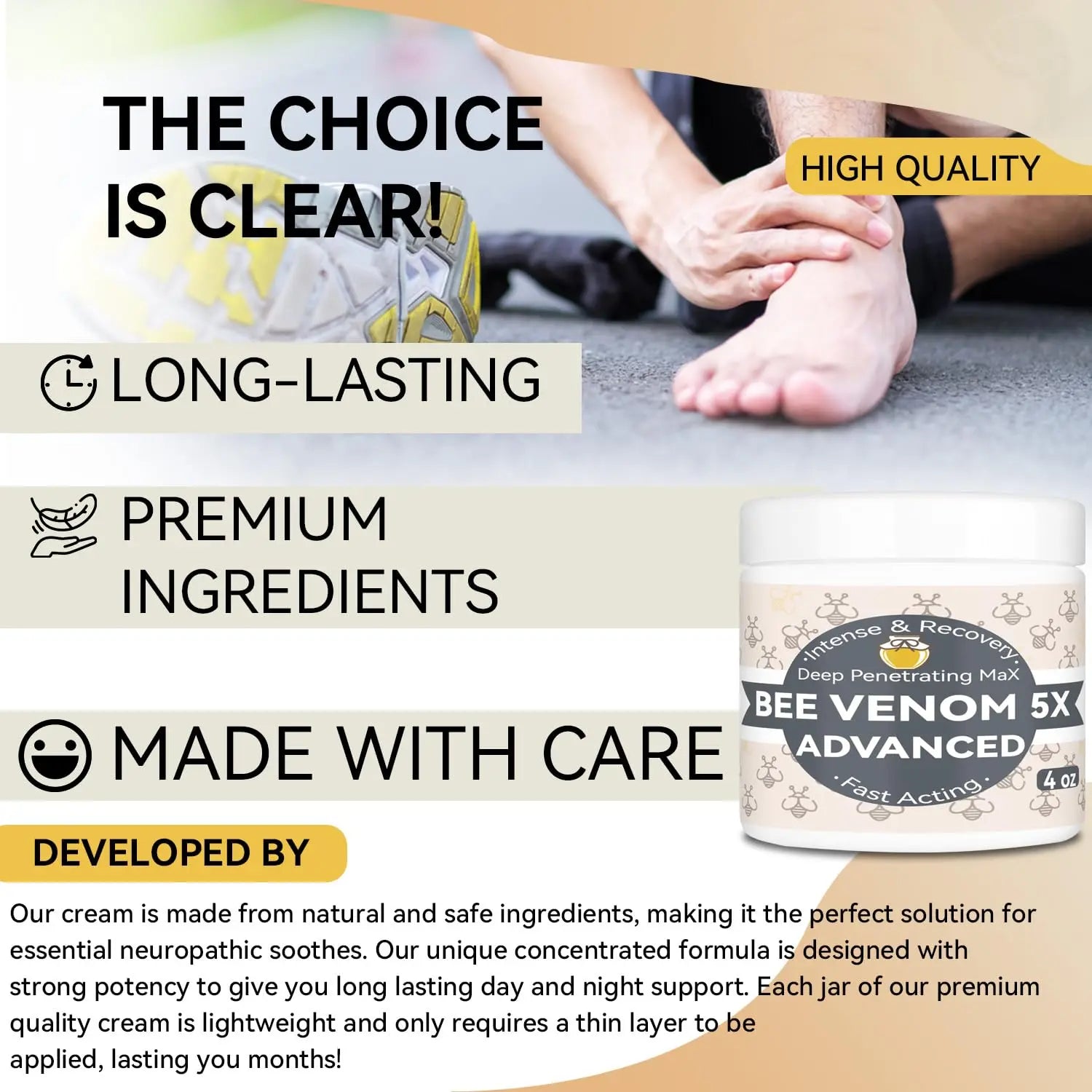AEROMAXX Organic Bee Venom Muscle Joint Cream, 10x Maximum Caring Ointment, Soothe Shoulder, Back, Neck, Hands, Knuckles, Elbows, Feet, Leg, Knees, Ankle, Meniscus, for Adults, Elderly AEROMAXX uk supplements
