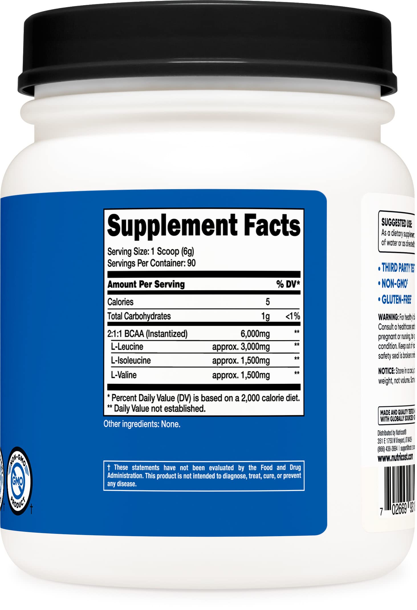 Nutricost BCAA Powder 2:1:1 (Unflavored, 90 Servings) - Branched Chain Amino Acids Nutricost uk supplements