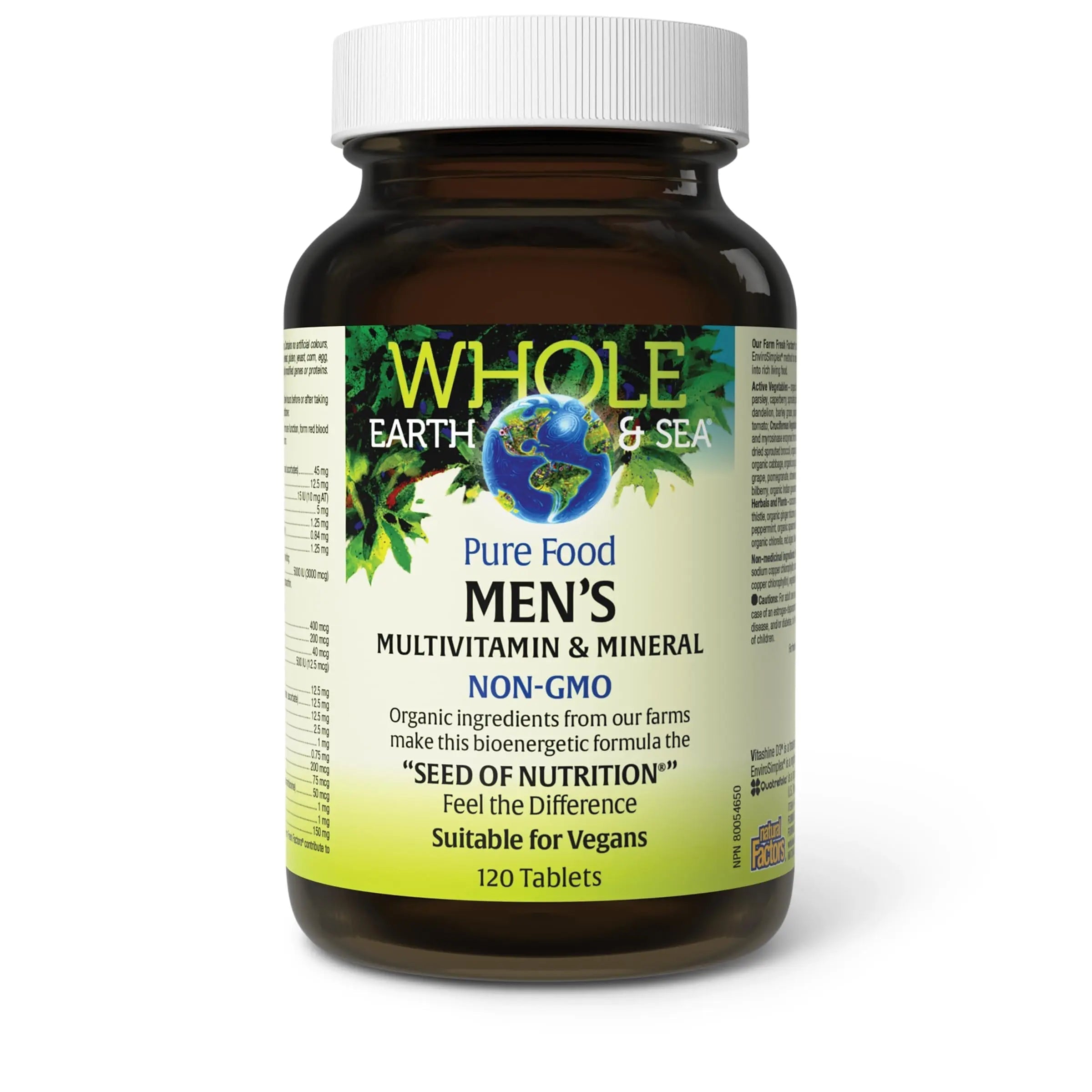 Natural Factors Whole Earth & Sea Men's Multivitamin s& Mineral, 1 Serving Contains Nutrition Equivalent to ½ lb of Veggies, 120 Tablets Natural Factors uk supplements